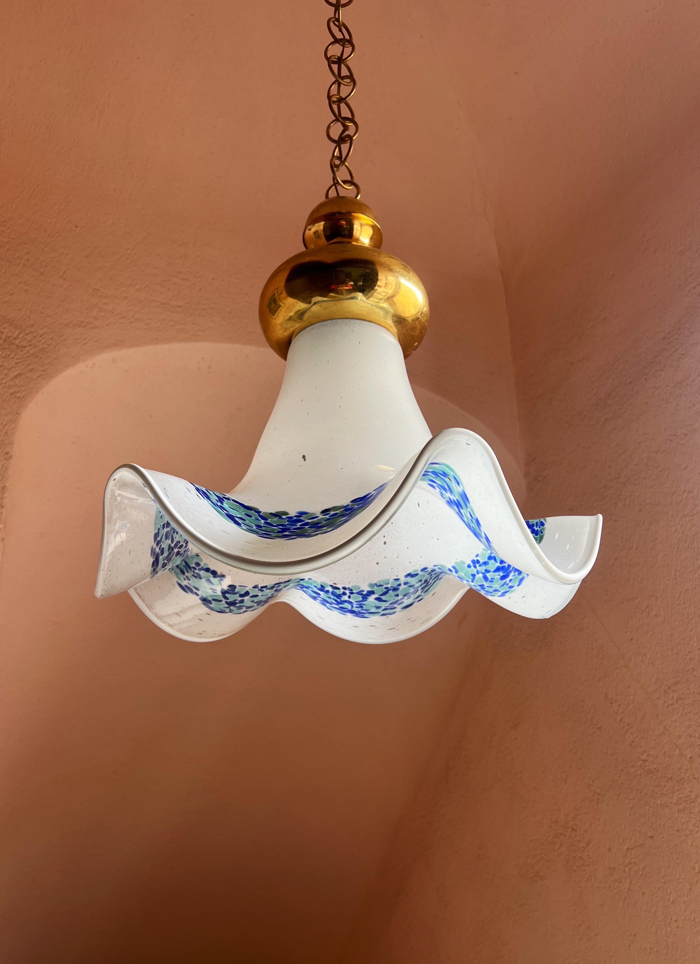 20th Century Mid Century Murano Glass Pendant Lamp by La Murrina Murano Venice Italy 1970s For Sale