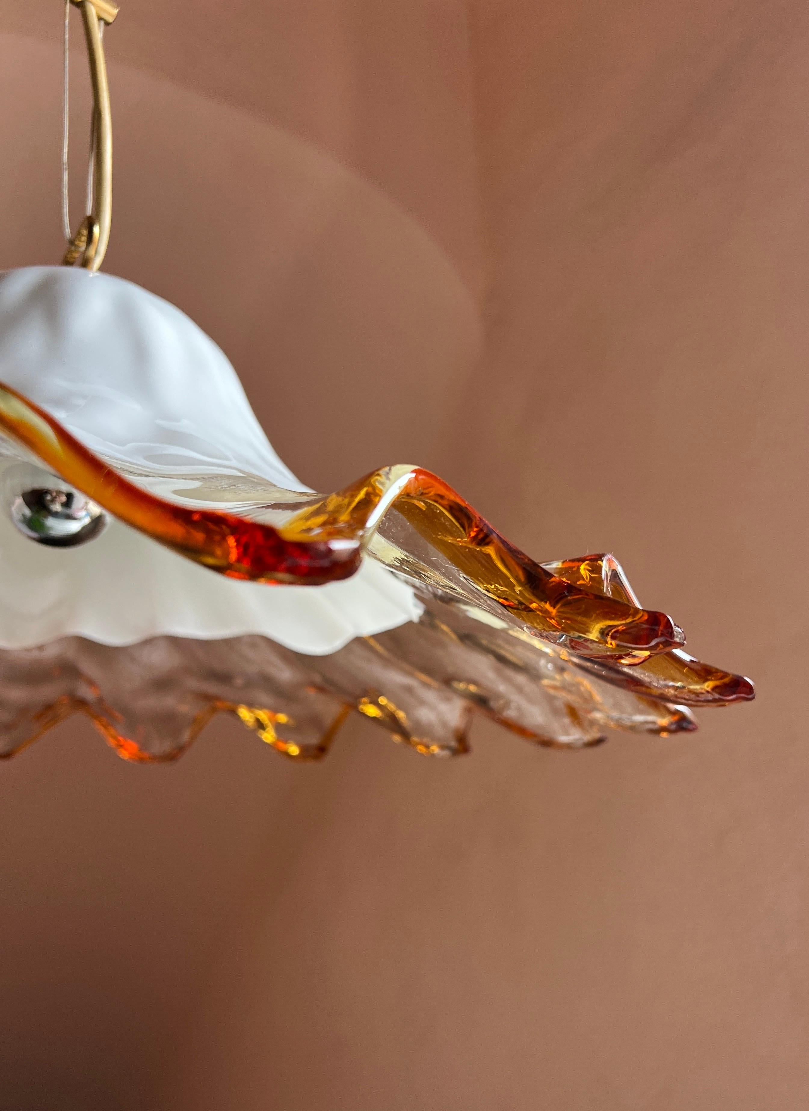 Metal Mid Century Murano Glass Pendant Lamp by La Murrina Murano Venice Italy 1970s For Sale