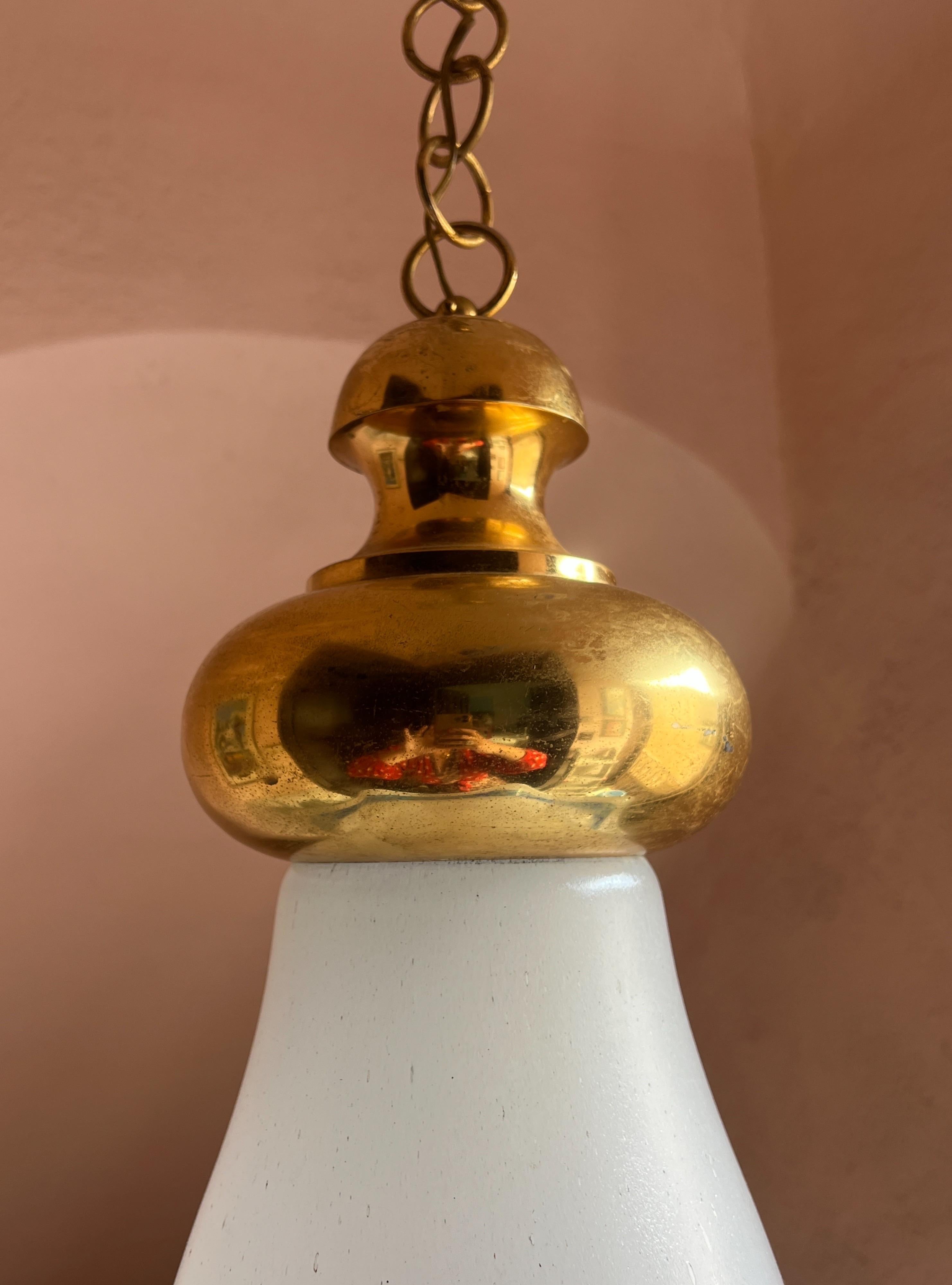 Metal Mid Century Murano Glass Pendant Lamp by La Murrina Murano Venice Italy 1970s For Sale