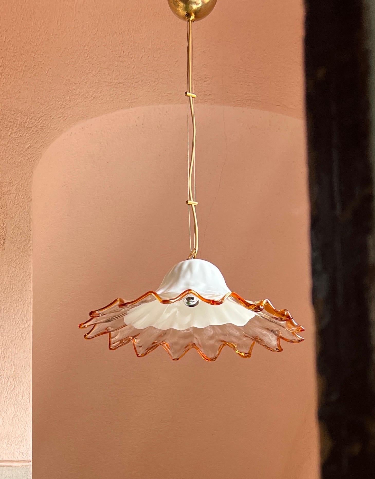 Mid Century Murano Glass Pendant Lamp by La Murrina Murano Venice Italy 1970s For Sale 2