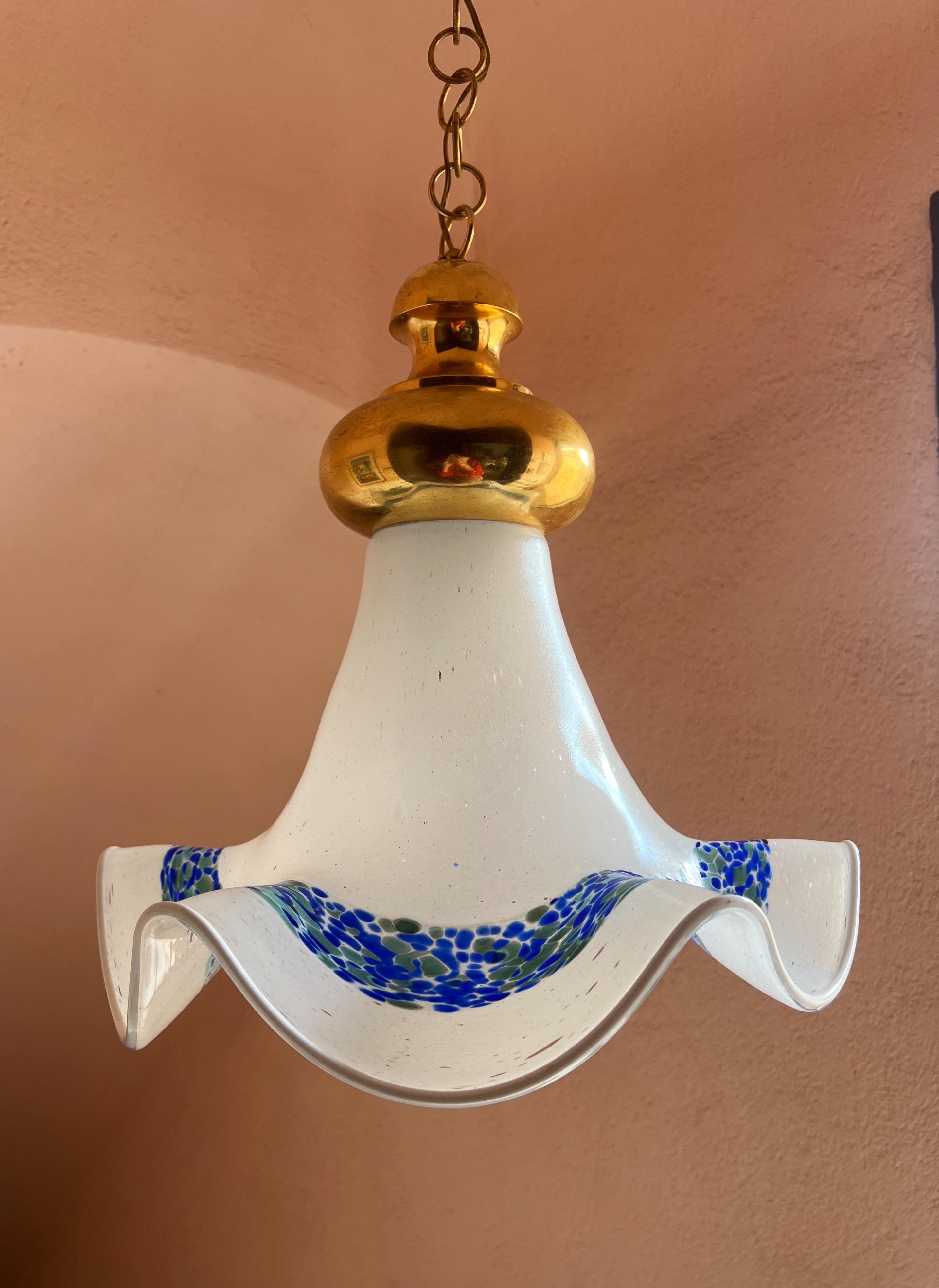 Mid Century Murano Glass Pendant Lamp by La Murrina Murano Venice Italy 1970s For Sale 2