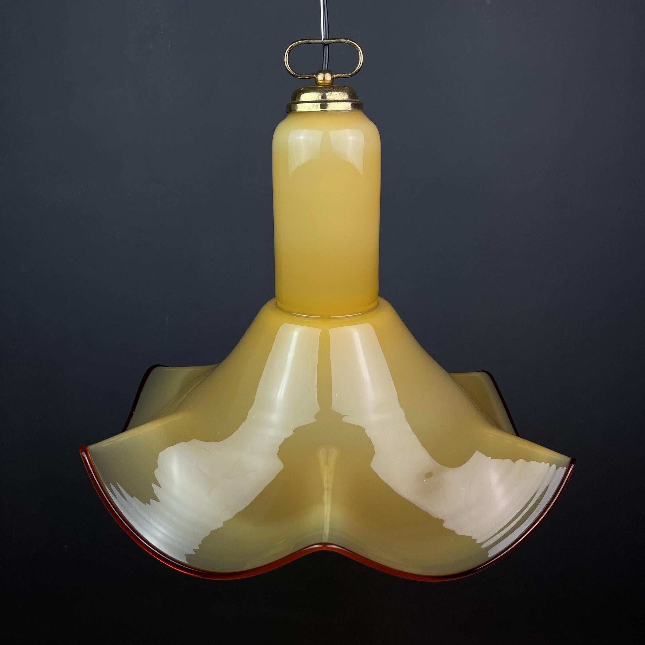 Lampe à suspension en verre de Murano mi-siècle, Italie, années 1970  en vente 5