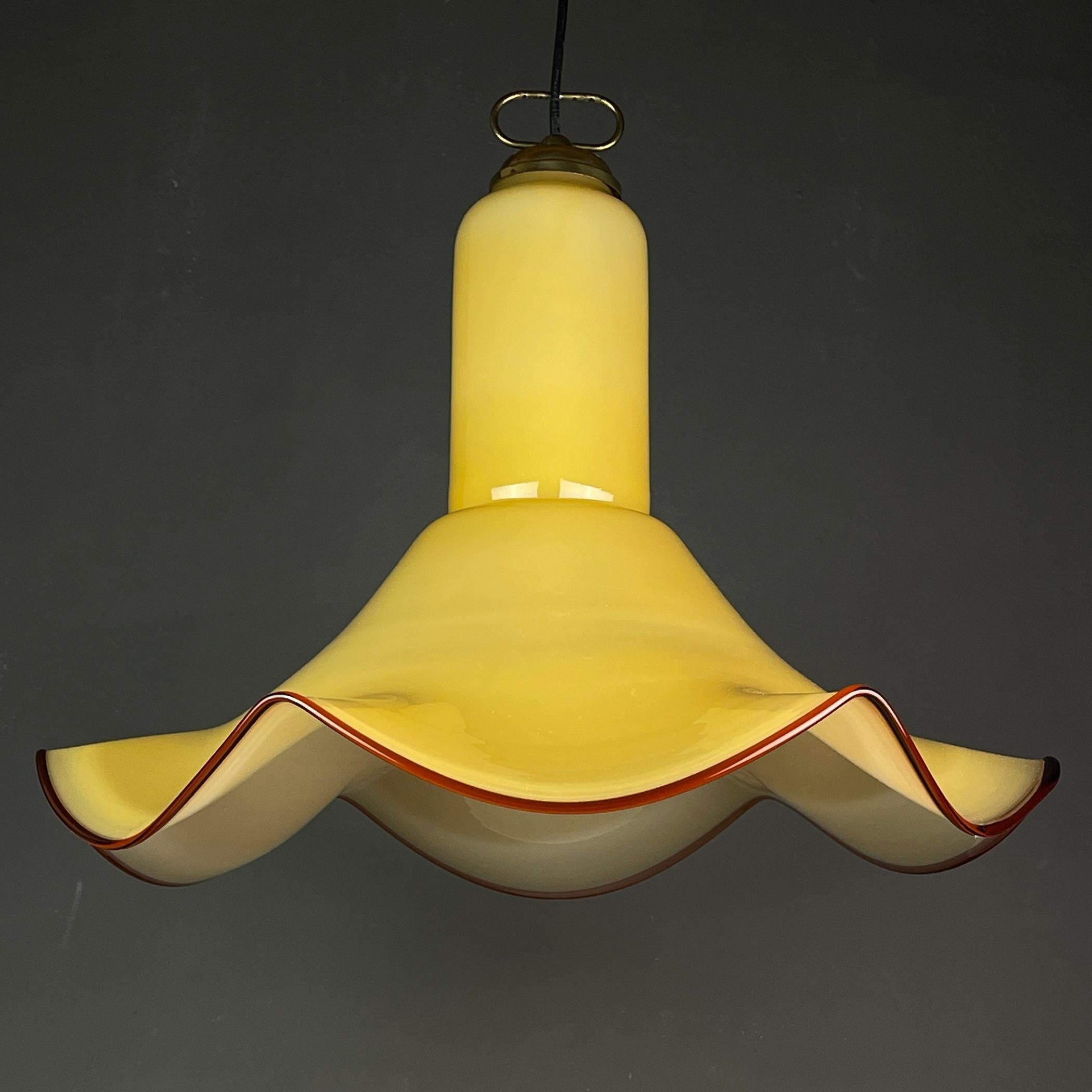 Midcentury Murano Glass Pendant Lamp, Italy, 1970s  For Sale 1