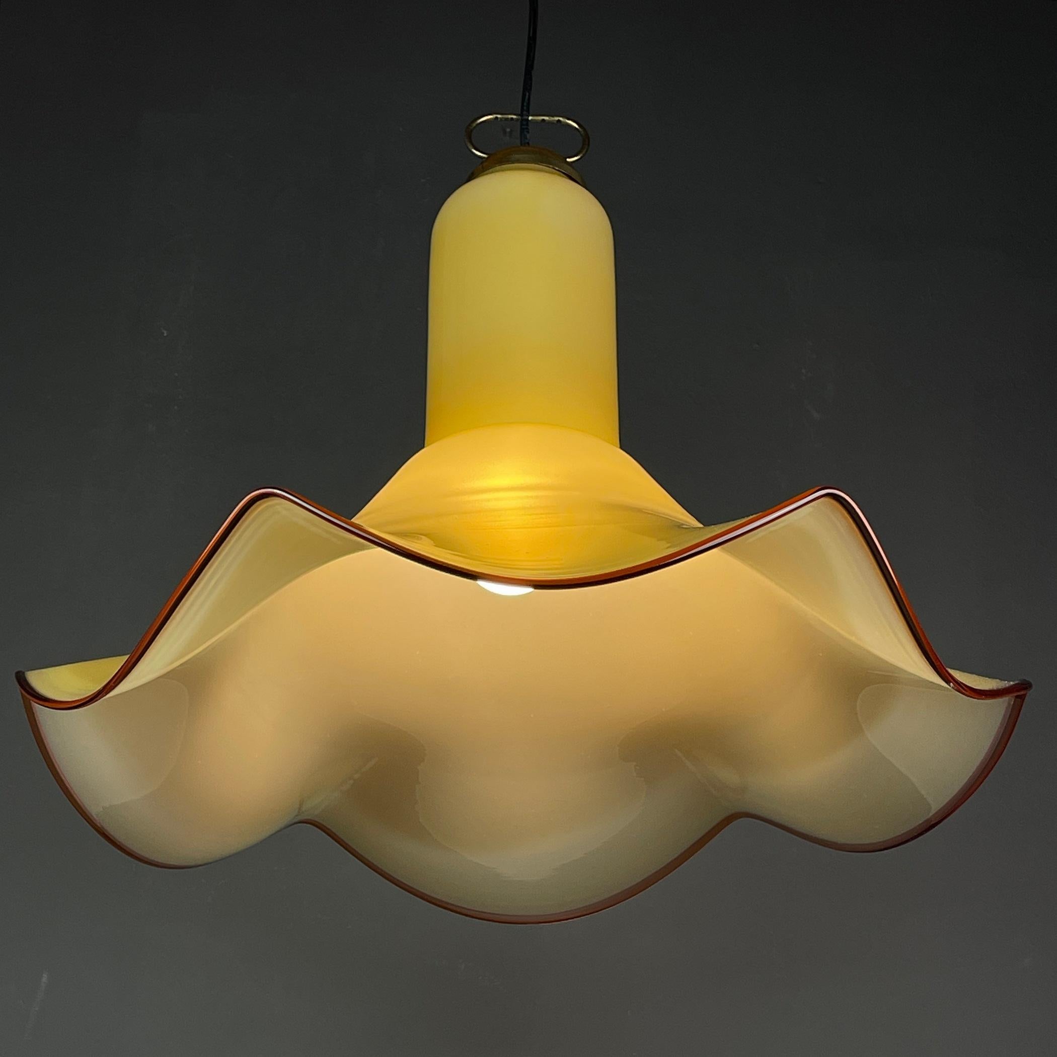 Midcentury Murano Glass Pendant Lamp, Italy, 1970s  For Sale 2