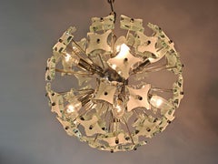 Mid Century Murano Glass Pendant Light "Dandelion" by Zero Quattro, Italy 1970s