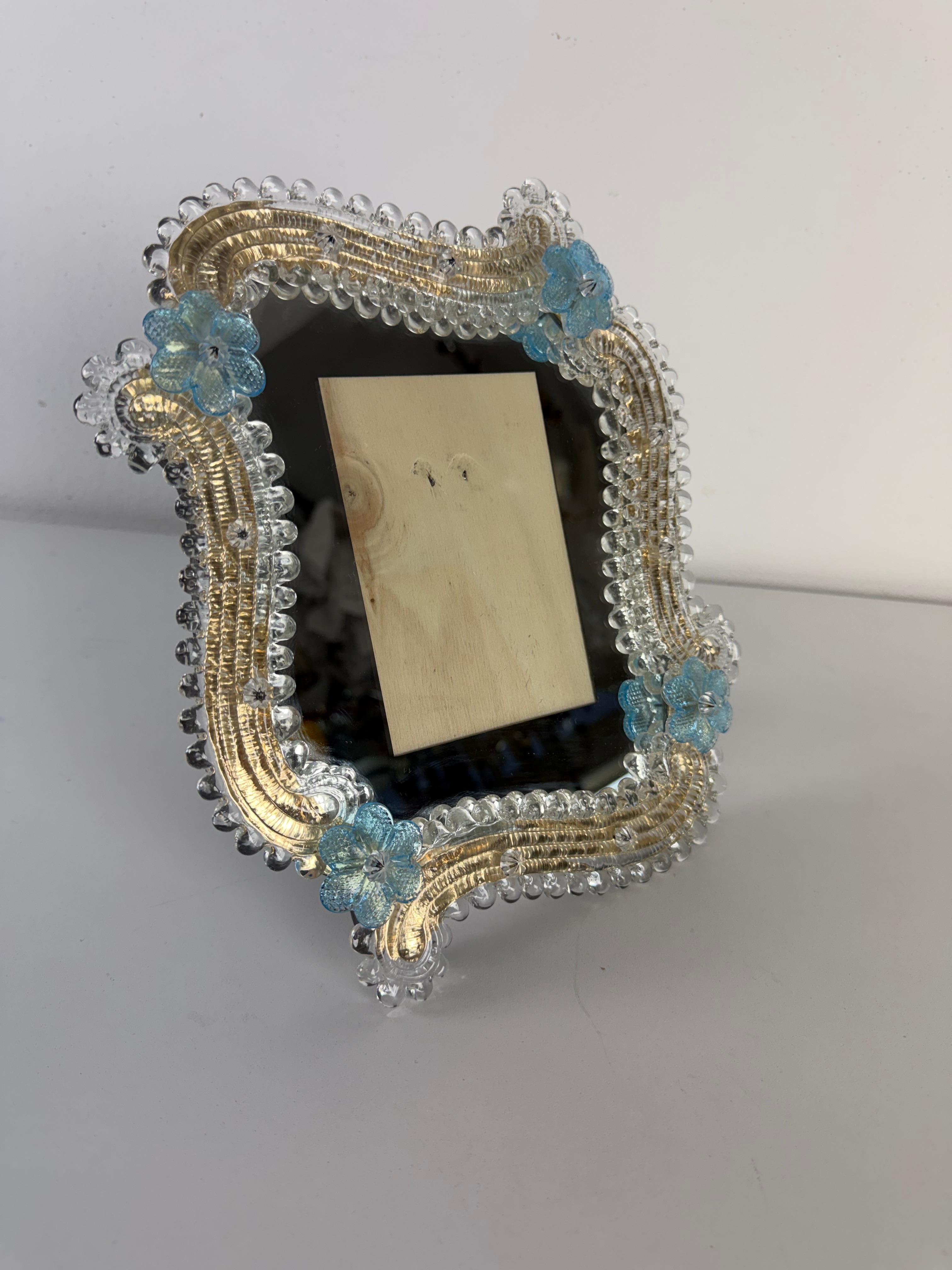 Cadre photo en verre de Murano du milieu du siècle, années 1950 en vente 2