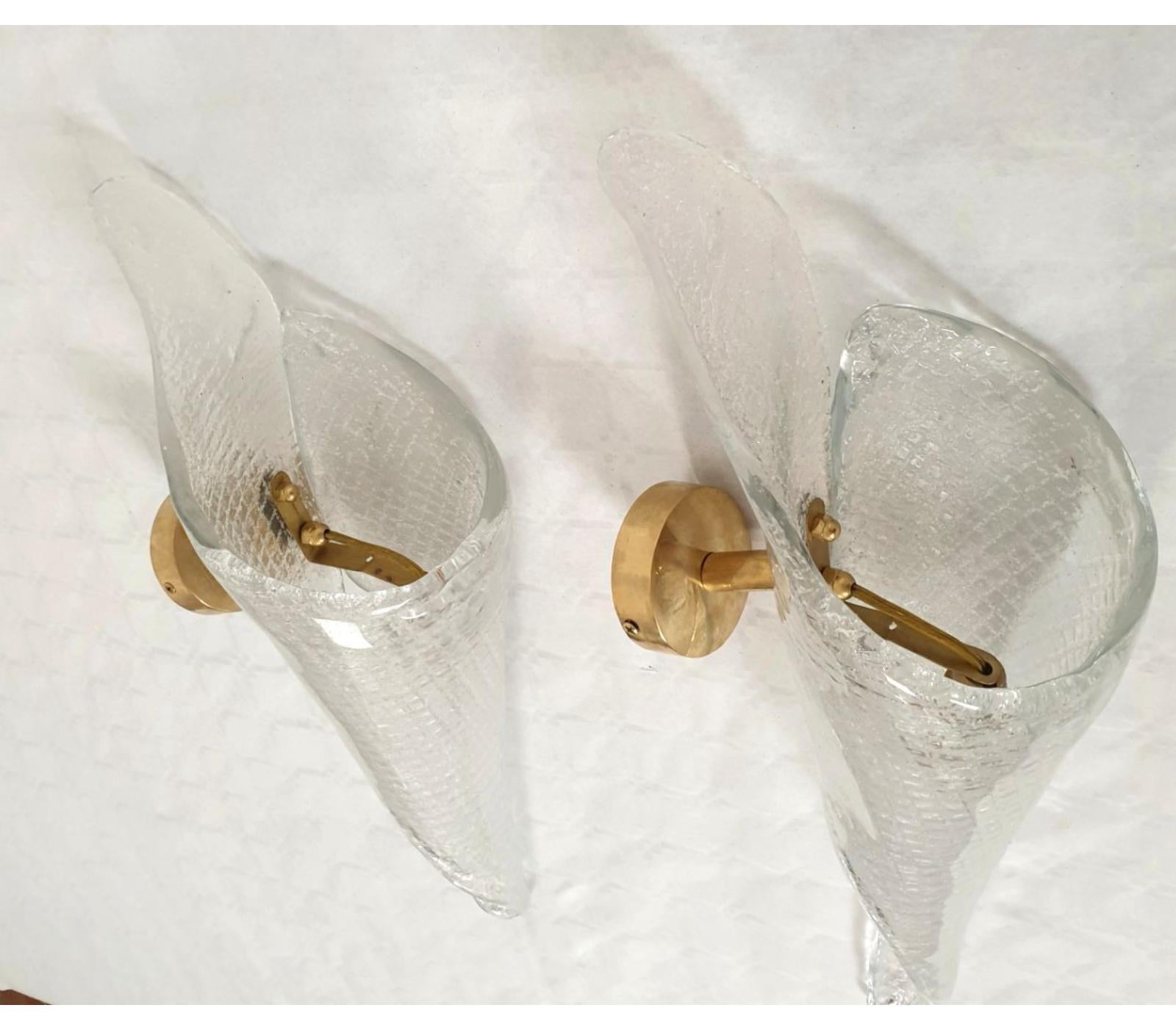 Late 20th Century Mid Century Murano glass sconces - a pair For Sale