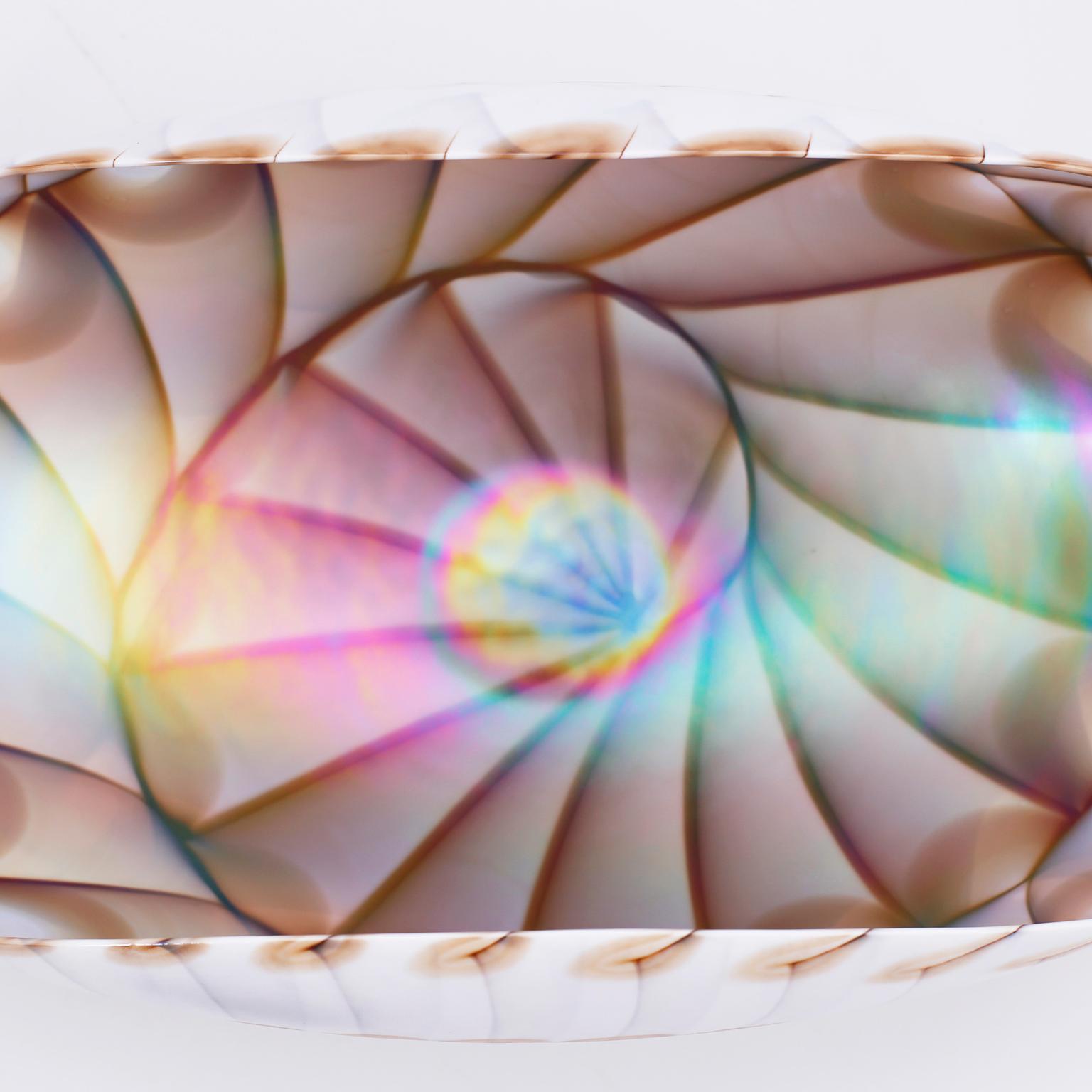 Italian Midcentury Murano Glass Sea Shell Bowl by Furnace Ferro