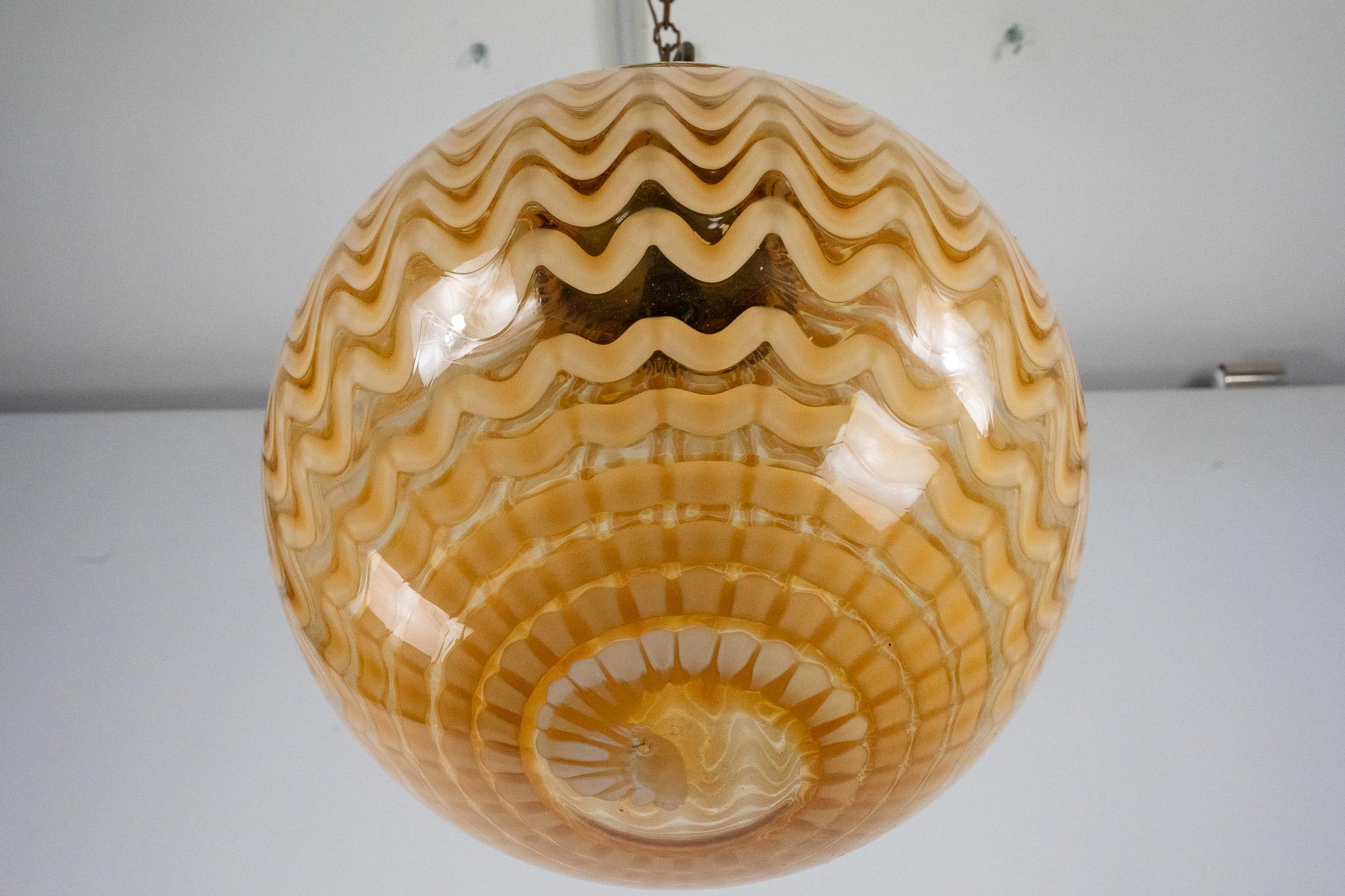 20th Century Mid-Century Murano glass sphere chandelier in the style of Venini. Italy 1970s For Sale