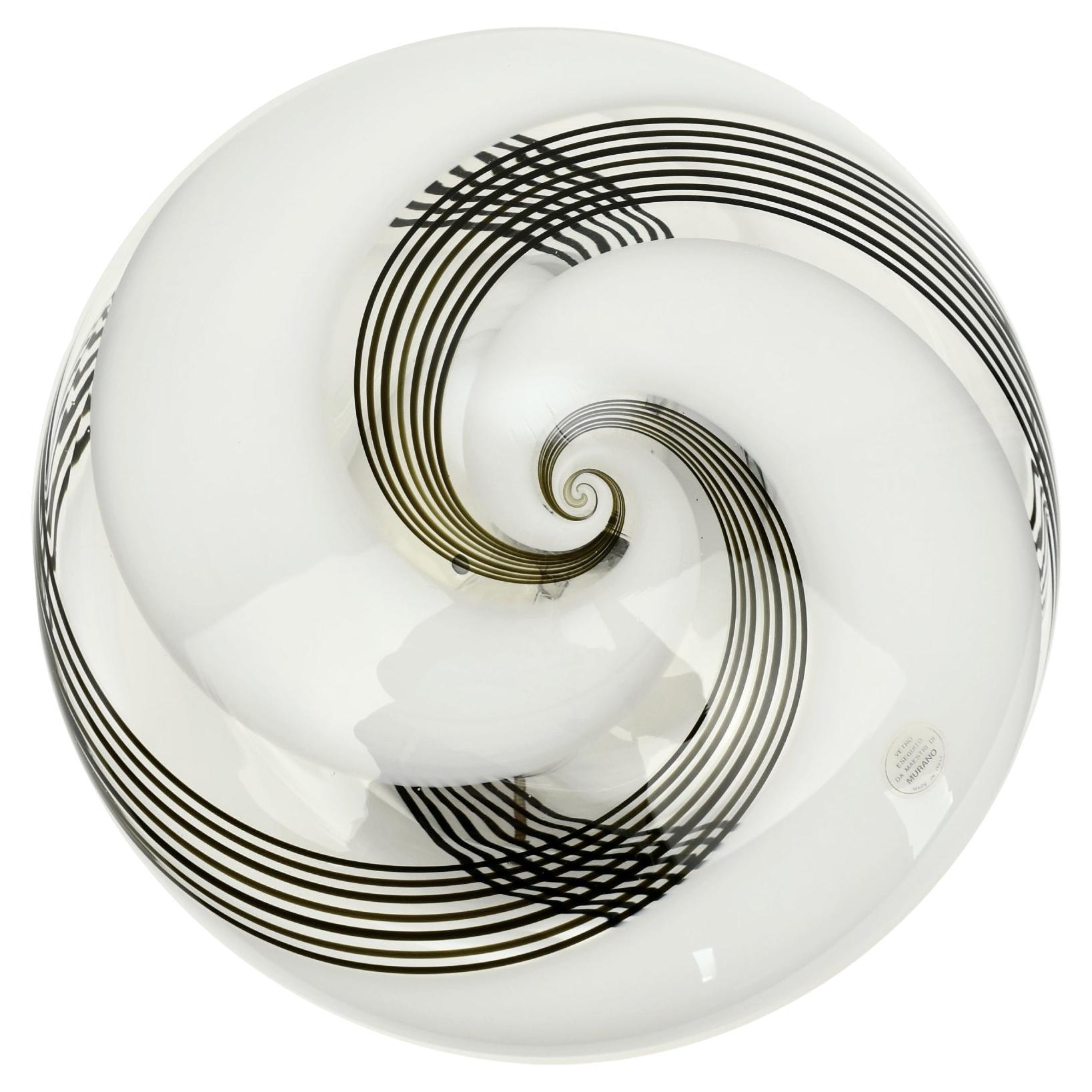 Monture affleurante en verre Murano du milieu du siècle Chocolate Brown White en vente