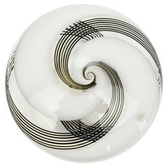 Mid Century Murano Glass Swirl Flush Mount Chocolate Brown White