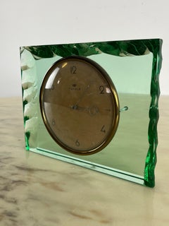 Mid-Century Max Ingrand For Fontana Arte Murano Glass Table Clock 1960s