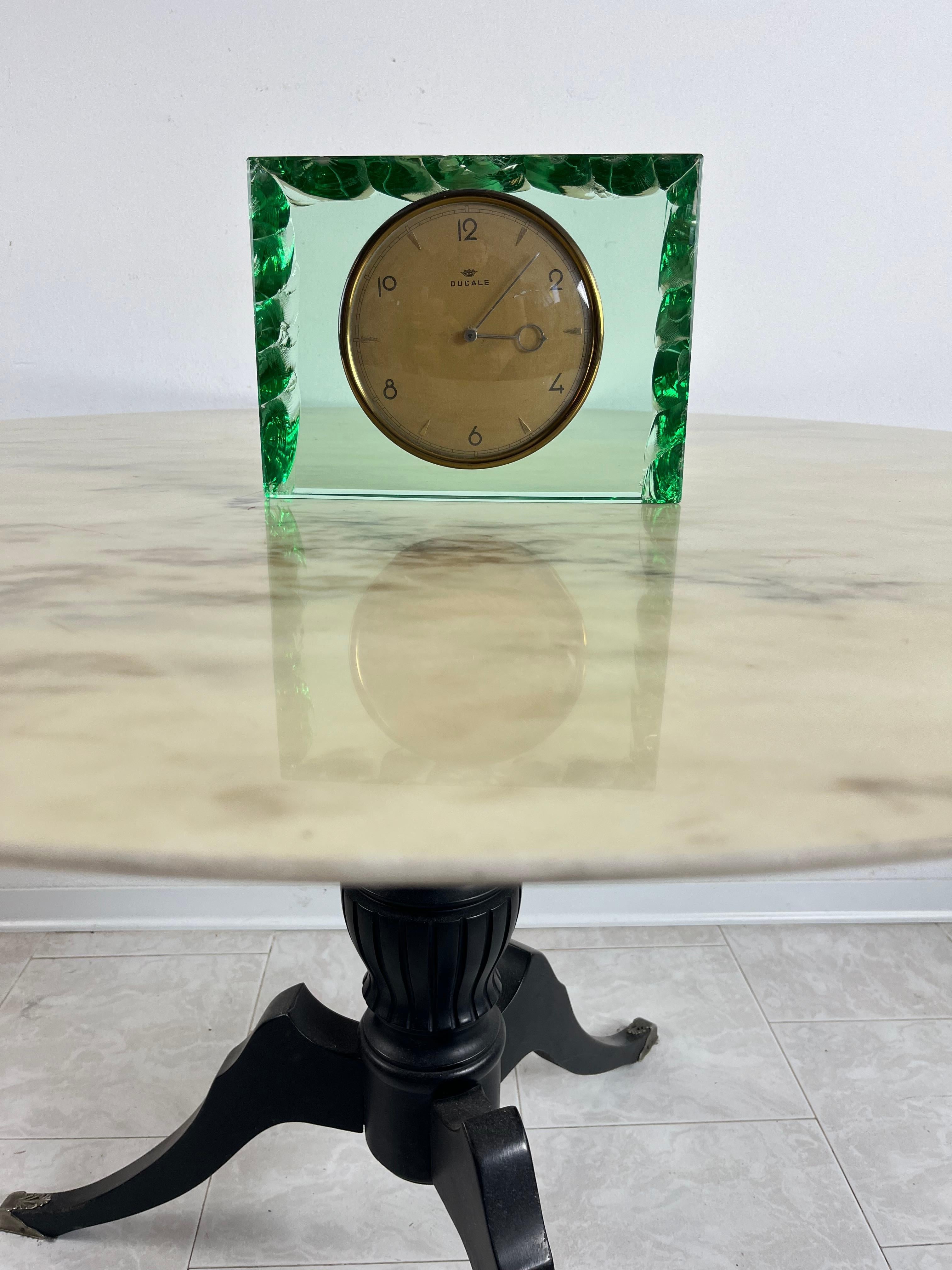Italian Mid-Century Murano Glass Table Clock Attributed to Max Ingrand for Fontana Arte  For Sale