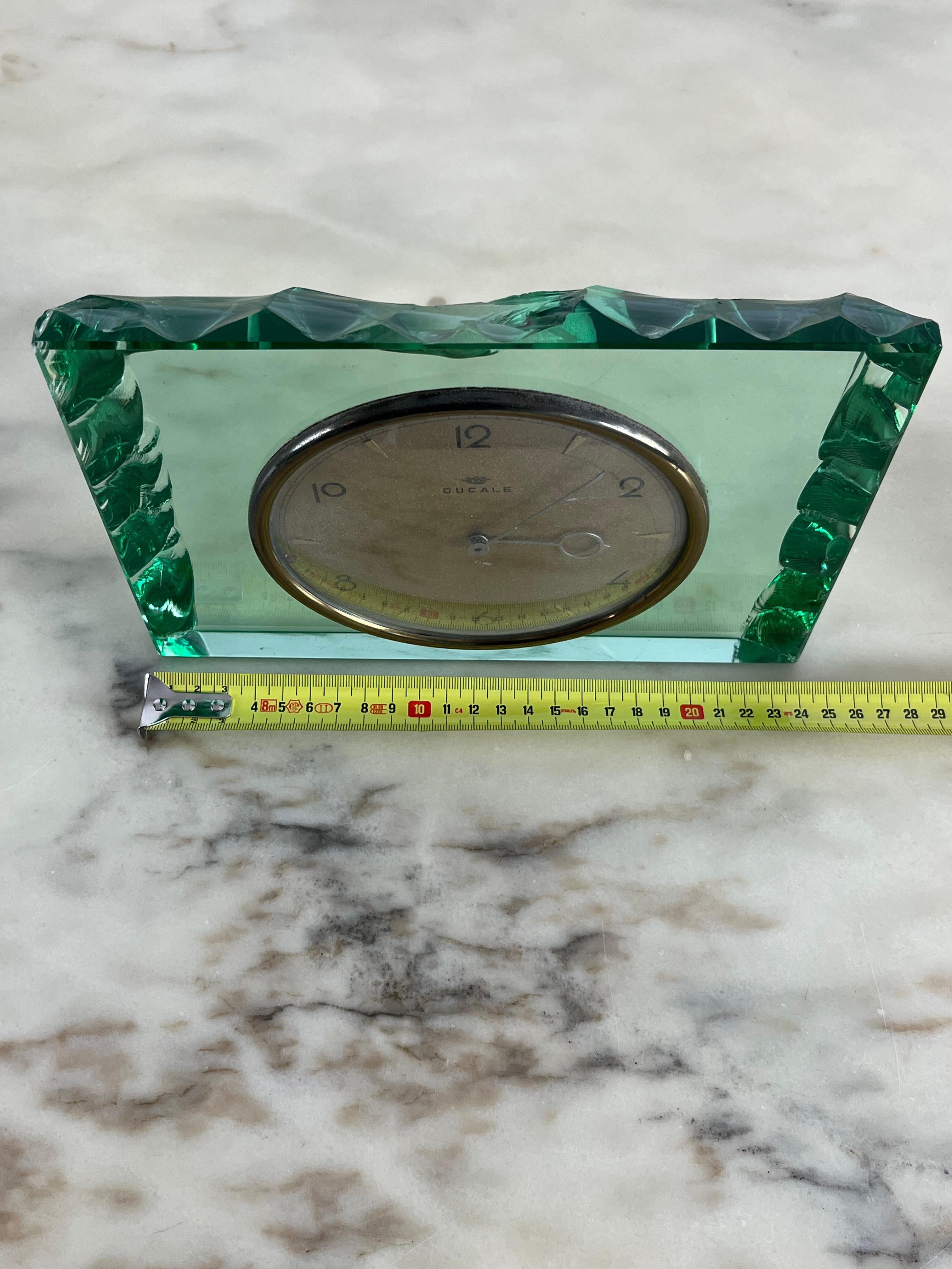 Mid-20th Century Mid-Century Murano Glass Table Clock Attributed to Max Ingrand for Fontana Arte  For Sale