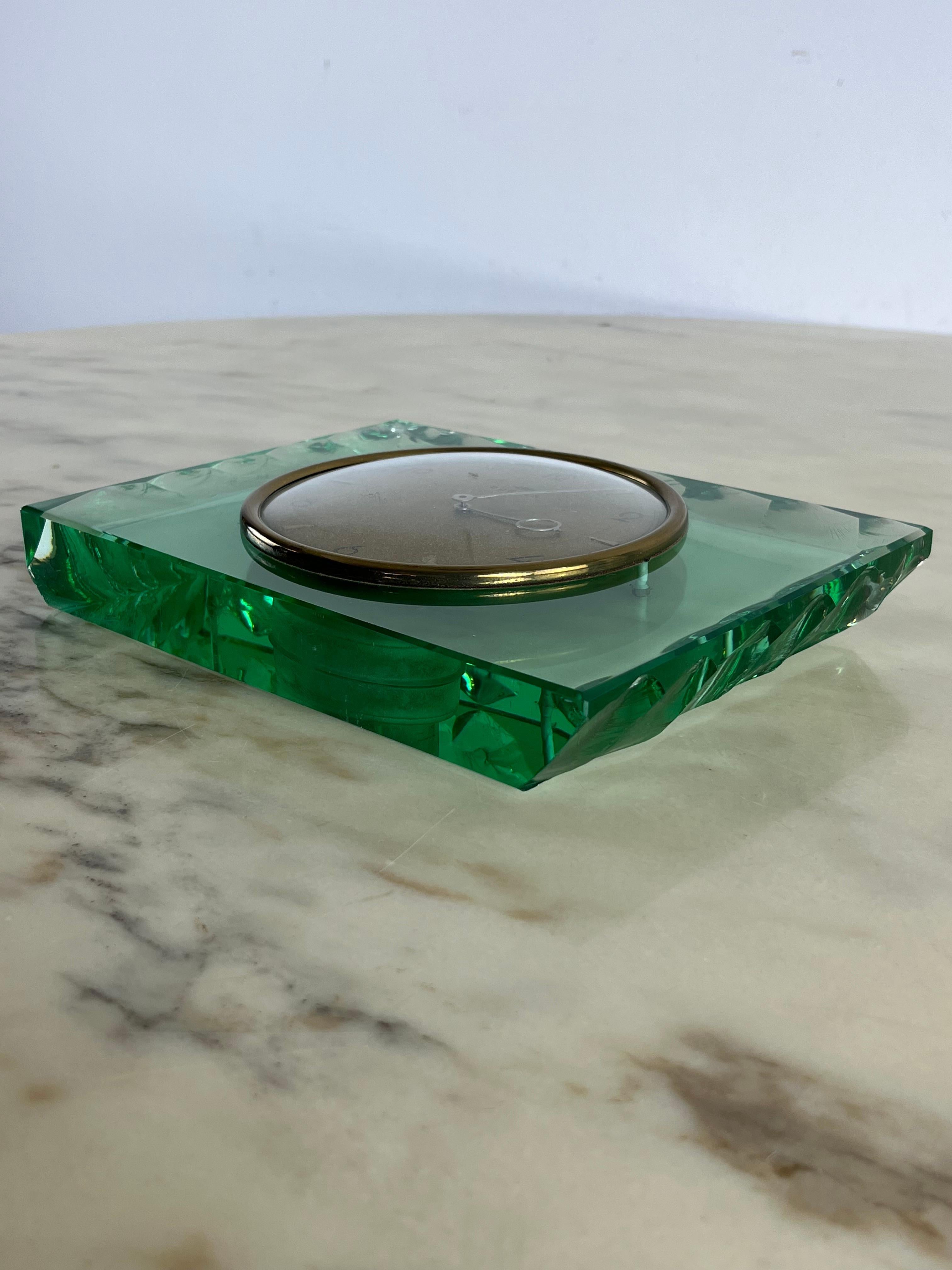 Mid-Century Murano Glass Table Clock Attributed to Max Ingrand for Fontana Arte  For Sale 3