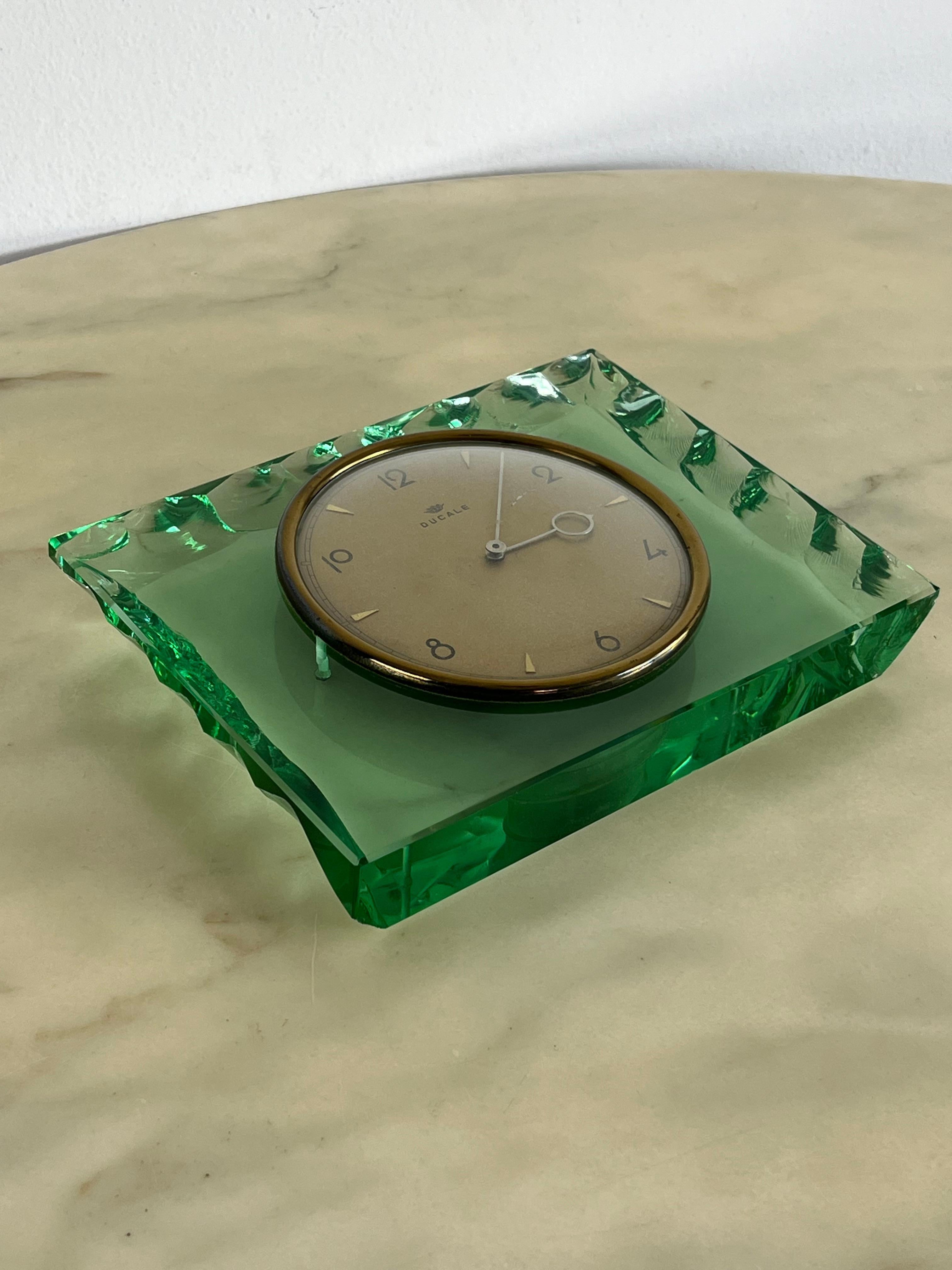 Mid-Century Murano Glass Table Clock Attributed to Max Ingrand for Fontana Arte  For Sale 4