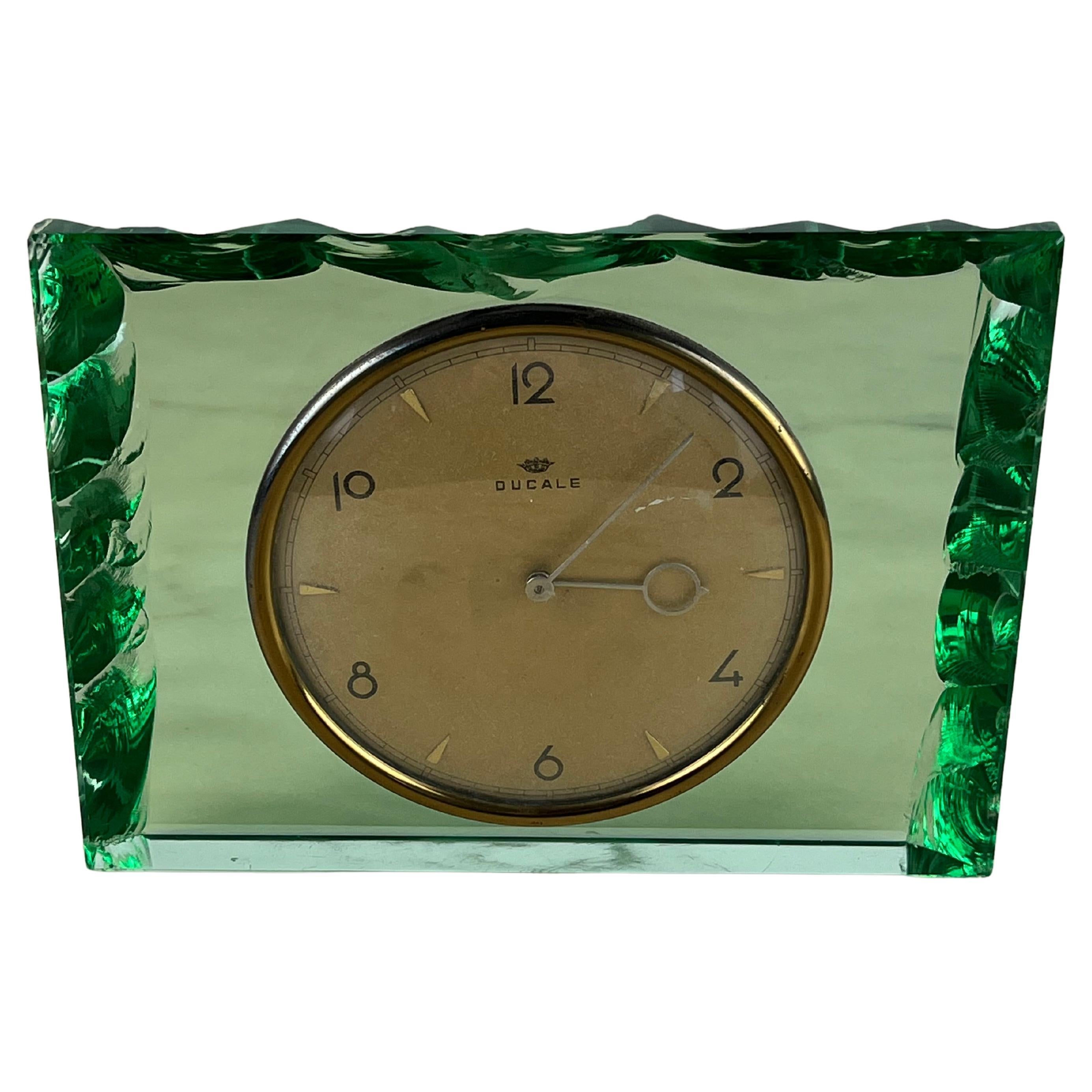 Mid-Century Murano Glass Table Clock Attributed to Max Ingrand for Fontana Arte  For Sale