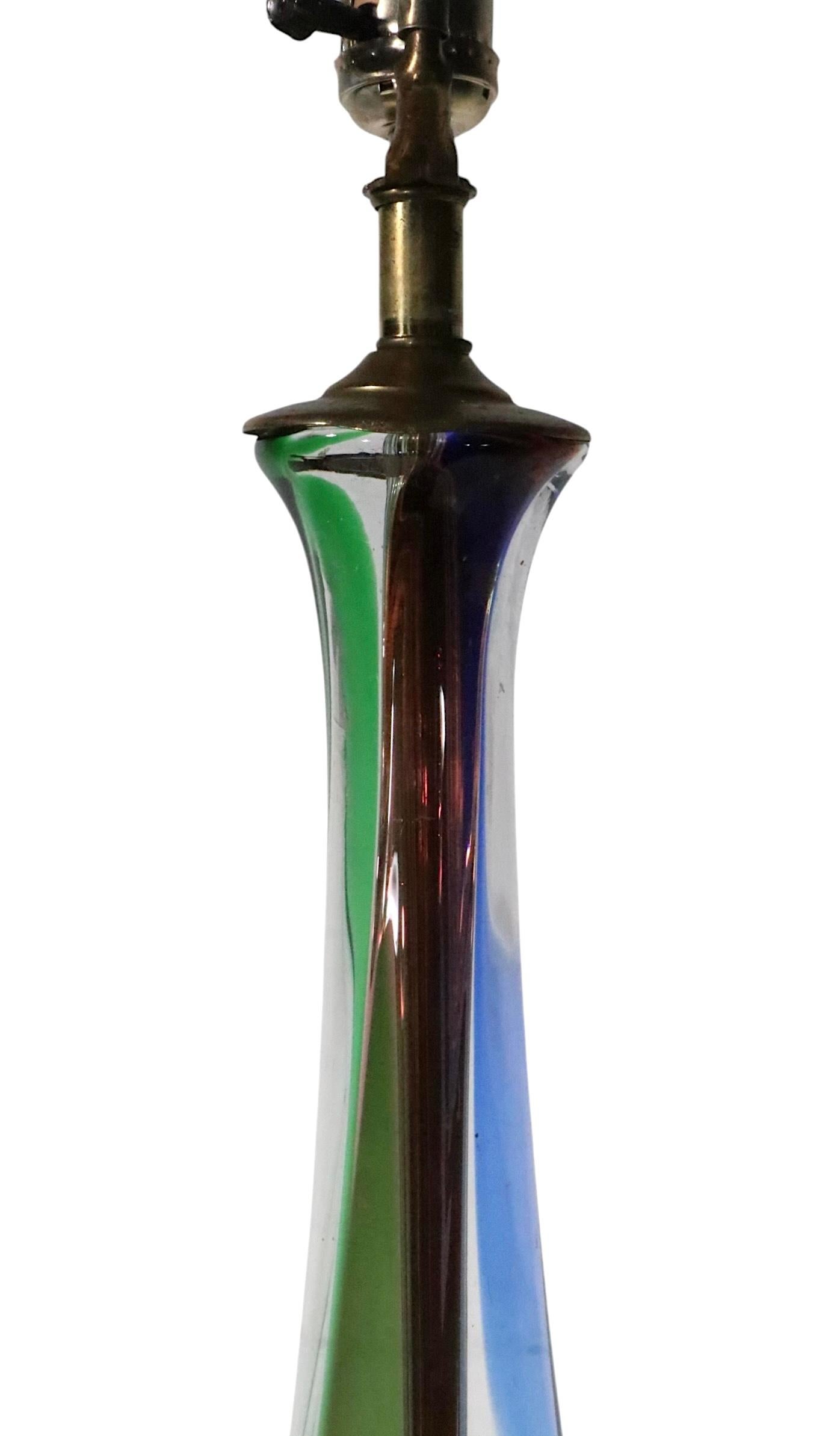 20ième siècle Lampe de table en verre de Murano du milieu du siècle Att. à Seguso en vente