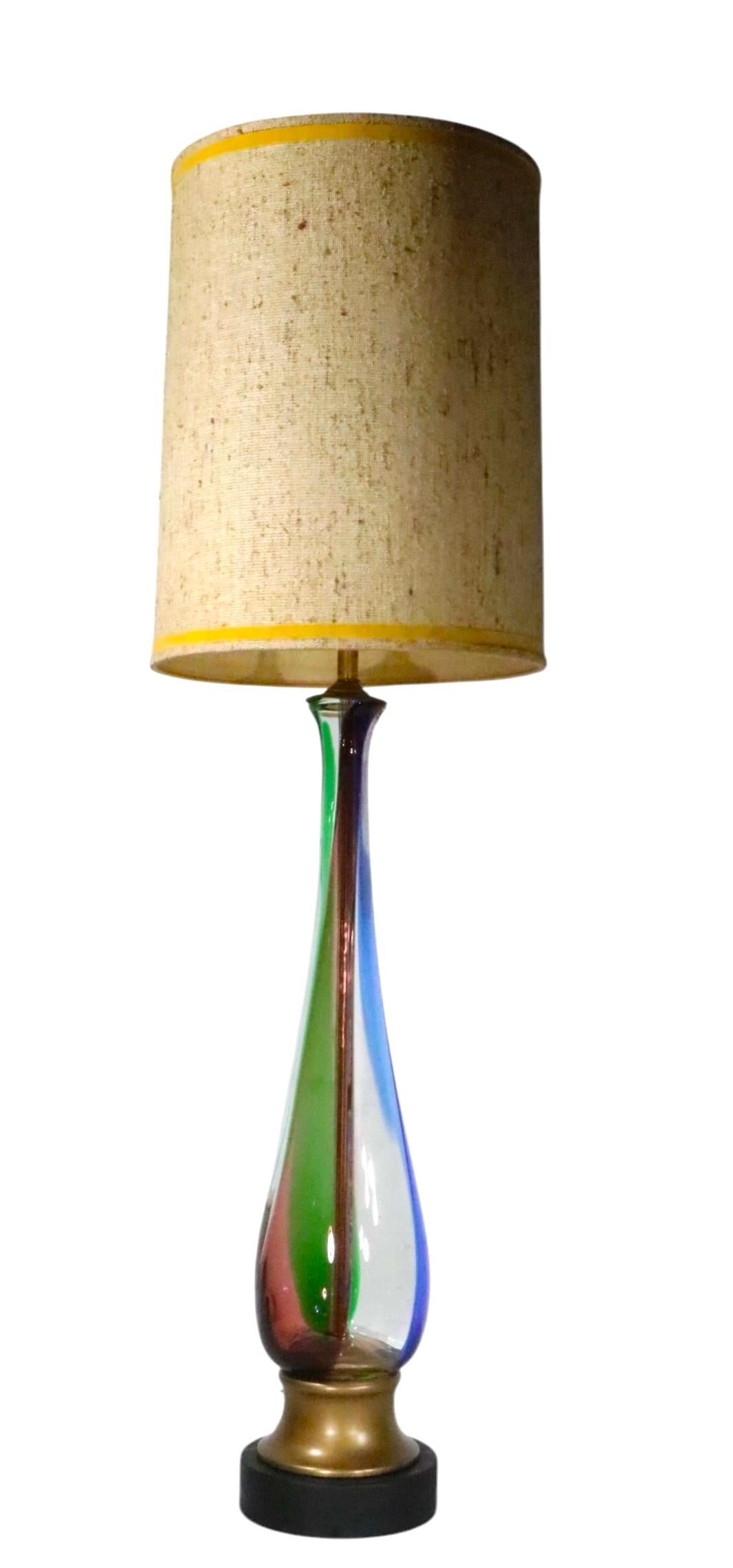 Lampe de table en verre de Murano du milieu du siècle Att. à Seguso en vente 1