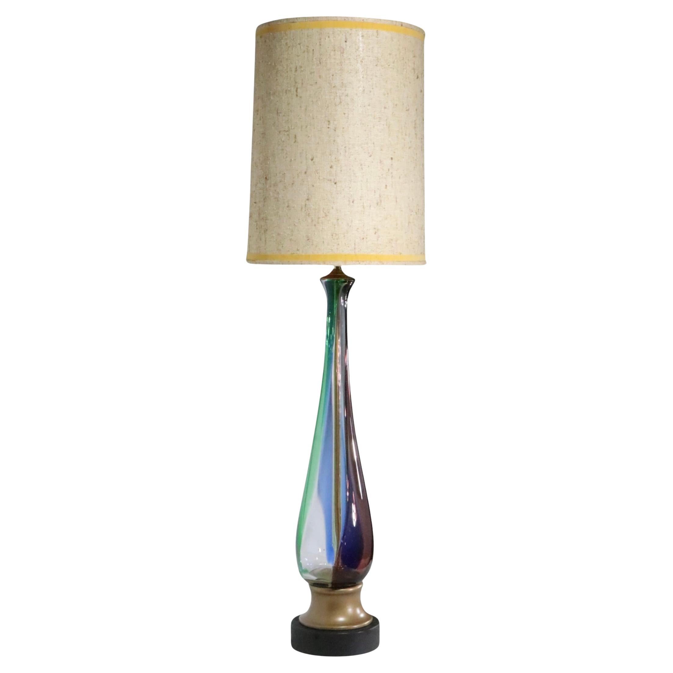 Mid Century Murano Glass Table Lamp att. to Seguso