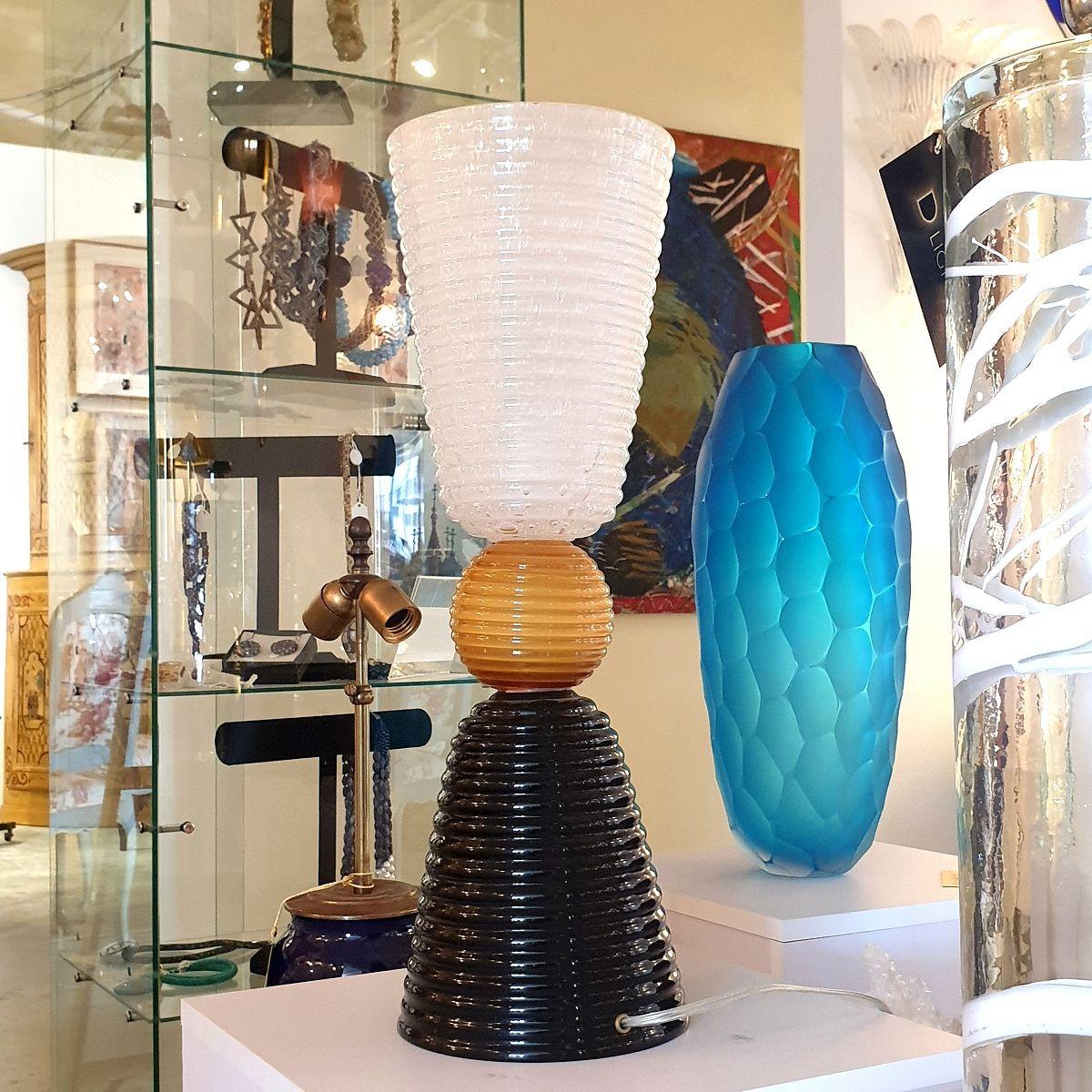 Mid-Century Modern Mid-Century Murano Glass Table Lamp, Italy For Sale