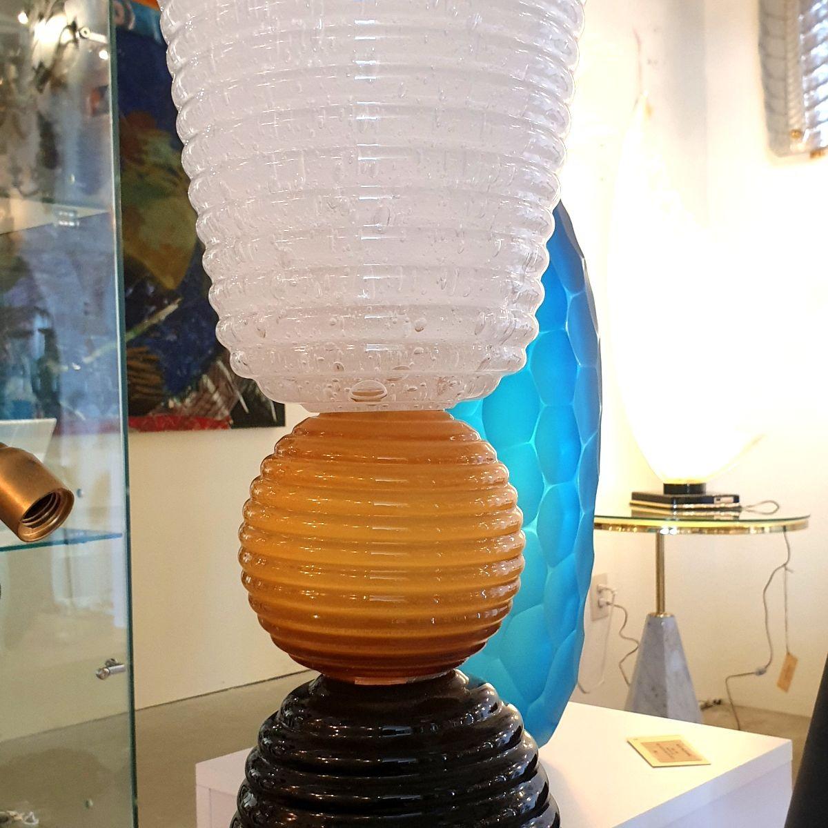Italian Mid-Century Murano Glass Table Lamp, Italy For Sale