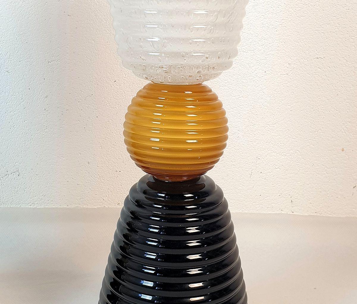 Late 20th Century Mid-Century Murano Glass Table Lamp, Italy For Sale