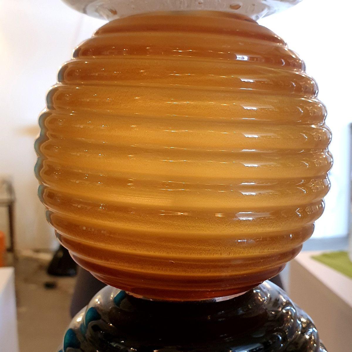 Mid-Century Murano Glass Table Lamp, Italy For Sale 2