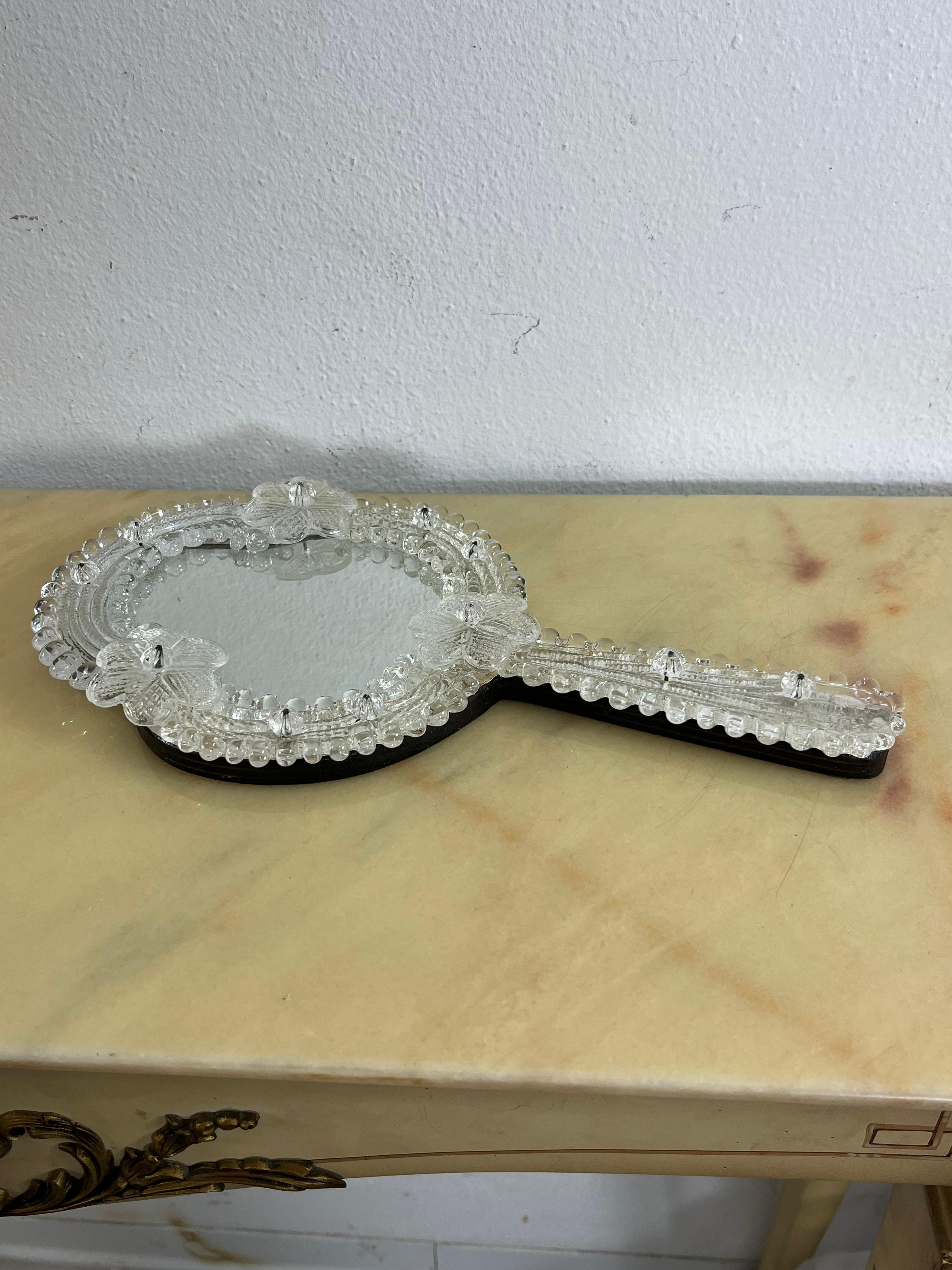 Mid-Century Murano Glass Table Mirror, 1960s In Good Condition For Sale In Palermo, IT