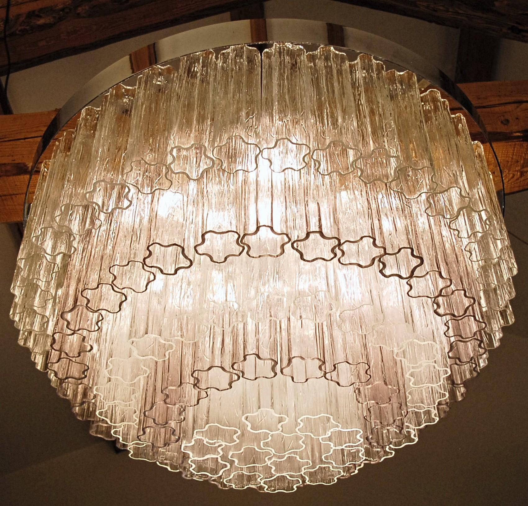 Italian Mid-century Murano glass Tronchi Chandelier Amethyst Clear, Real Glass Colors