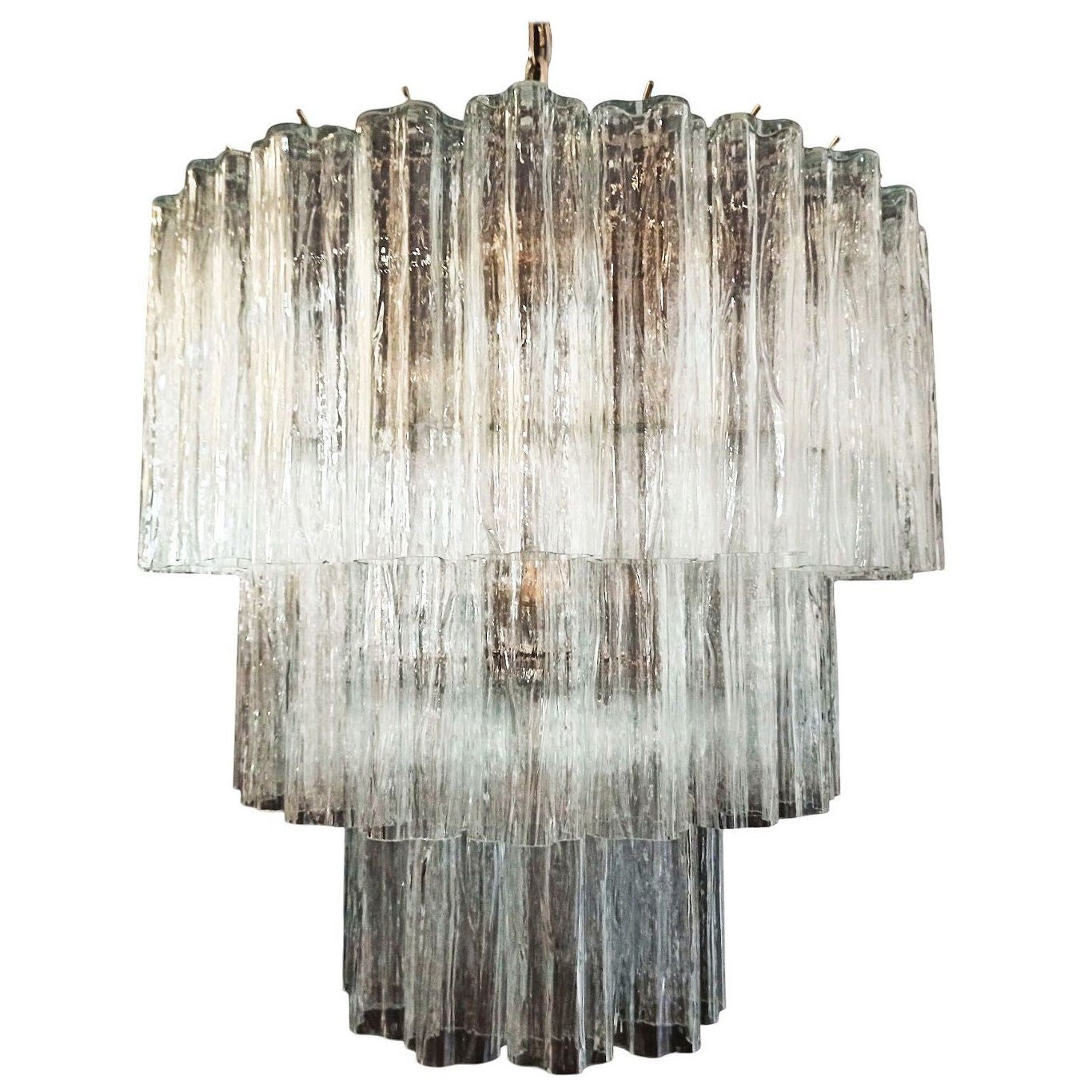 Mid-century Murano Glass Tronchi Pendant Chandelier by Venini