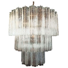 Mid-century Murano Glass Tronchi Pendant Chandelier by Venini