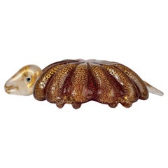 Mid-Century Murano Glass Turtle Sculpture & Ashtray by Barovier & Toso