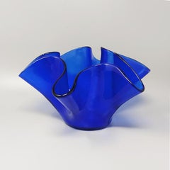 Vaso in vetro di Murano di metà secolo 'Fazzoletto' di Dogi, blu, Italia, anni '70
