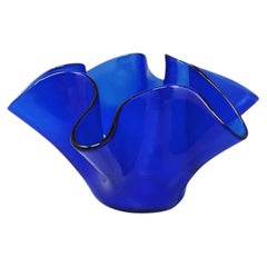 Mid-century Murano Glass Vase 'Fazzoletto' by Dogi, Blue, Italy, 1970s