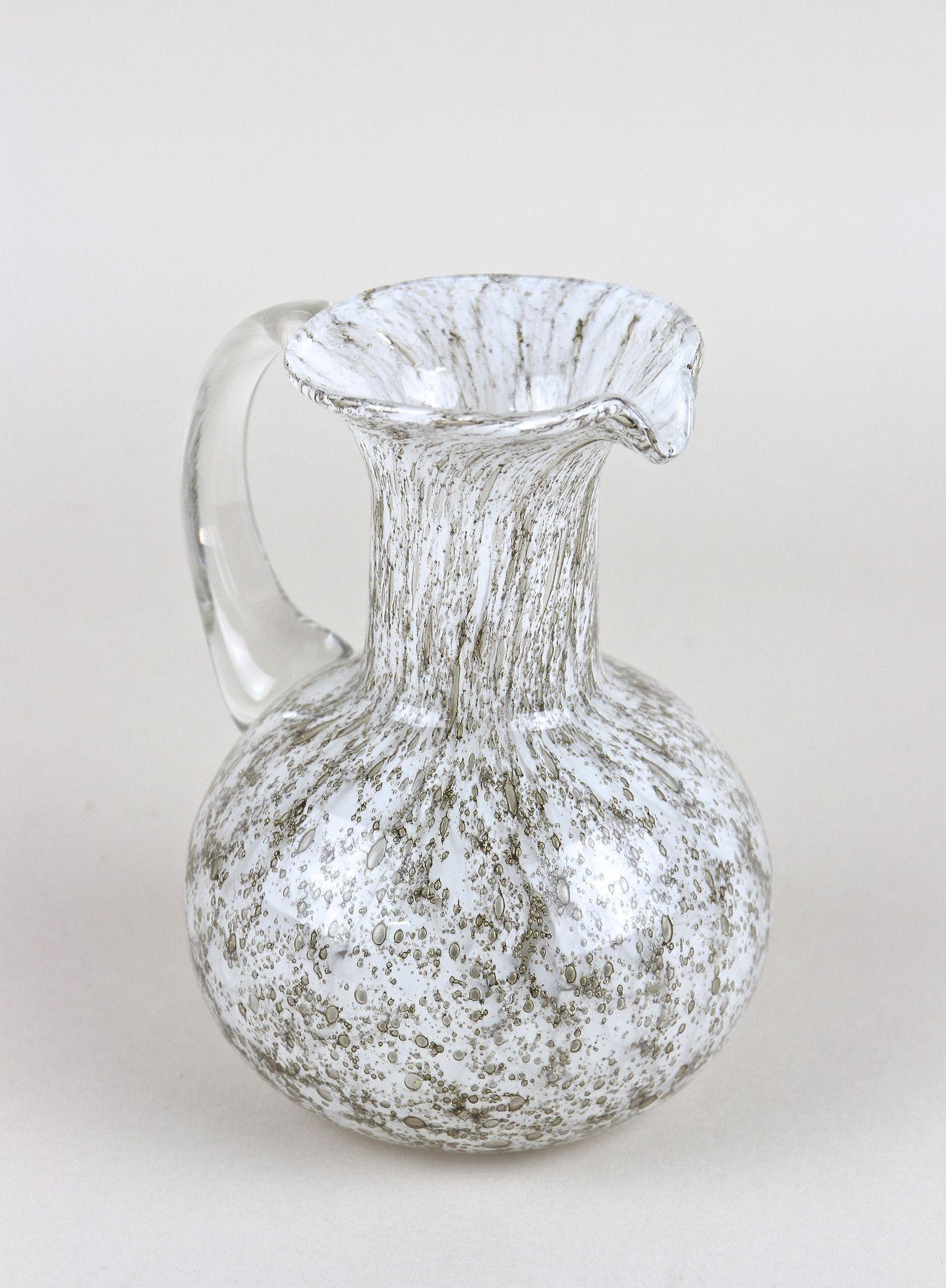 Mid Century Murano Glass Vase/ Glass Jug With Bubbles, Italy circa 1960 For Sale 8