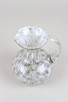 Mid Century Murano Glass Vase/ Glass Jug With Bubbles, Italy circa 1960