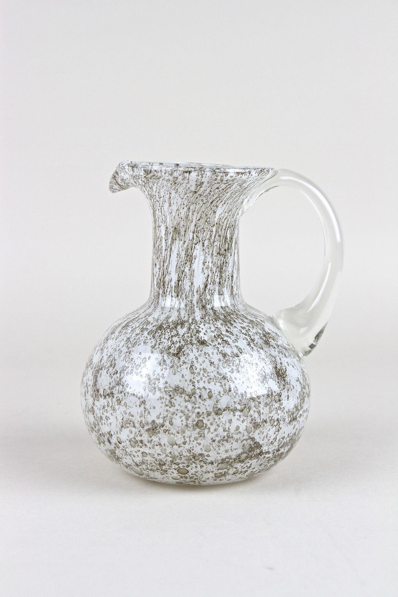 Mid-Century Modern Mid Century Murano Glass Vase/ Glass Jug With Bubbles, Italy circa 1960 For Sale