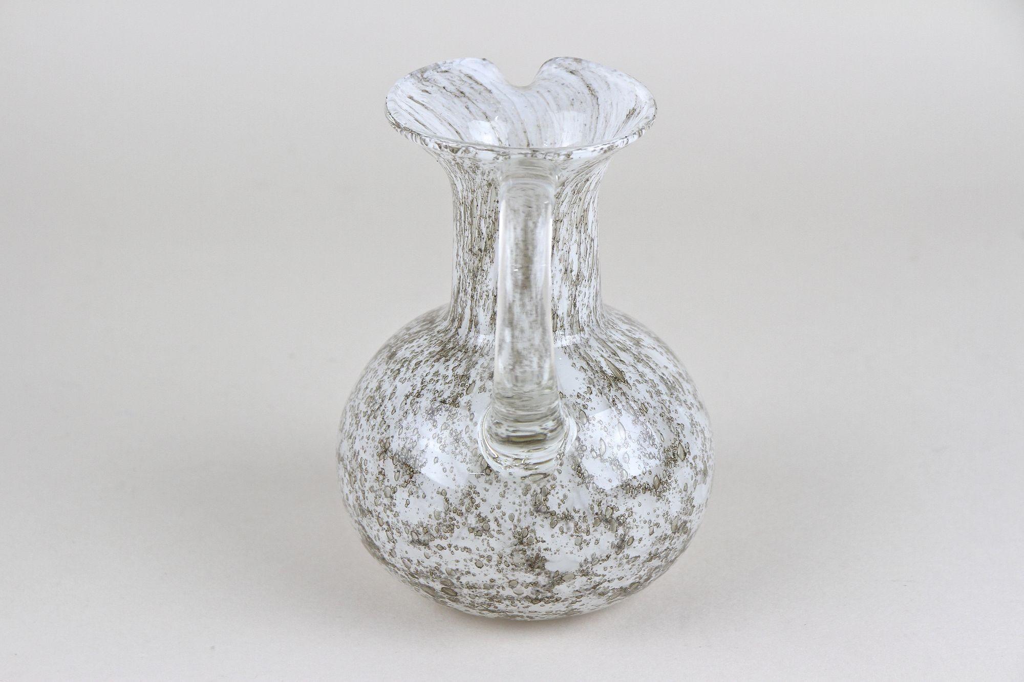 Italian Mid Century Murano Glass Vase/ Glass Jug With Bubbles, Italy circa 1960 For Sale