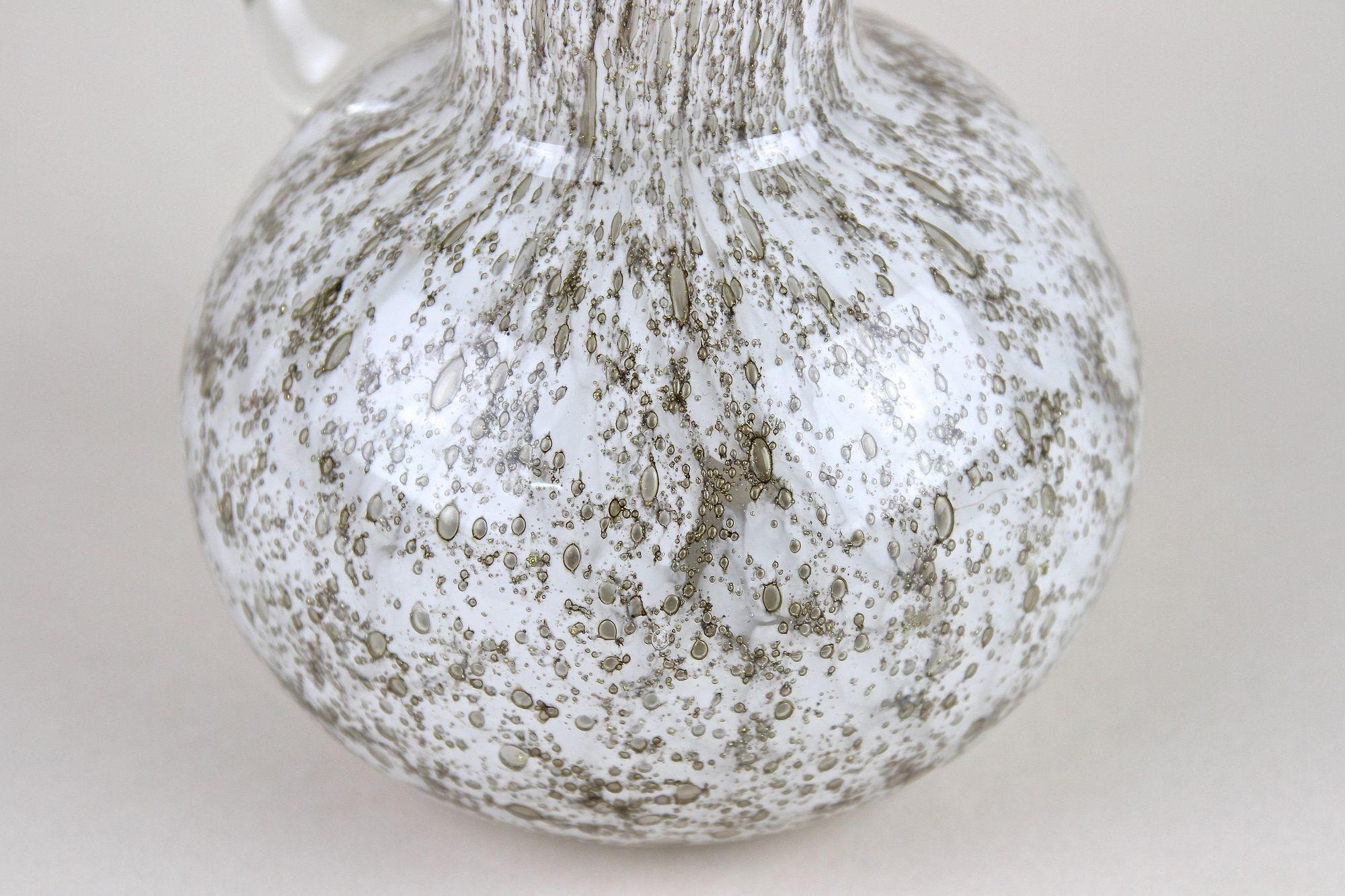 20th Century Mid Century Murano Glass Vase/ Glass Jug With Bubbles, Italy circa 1960 For Sale