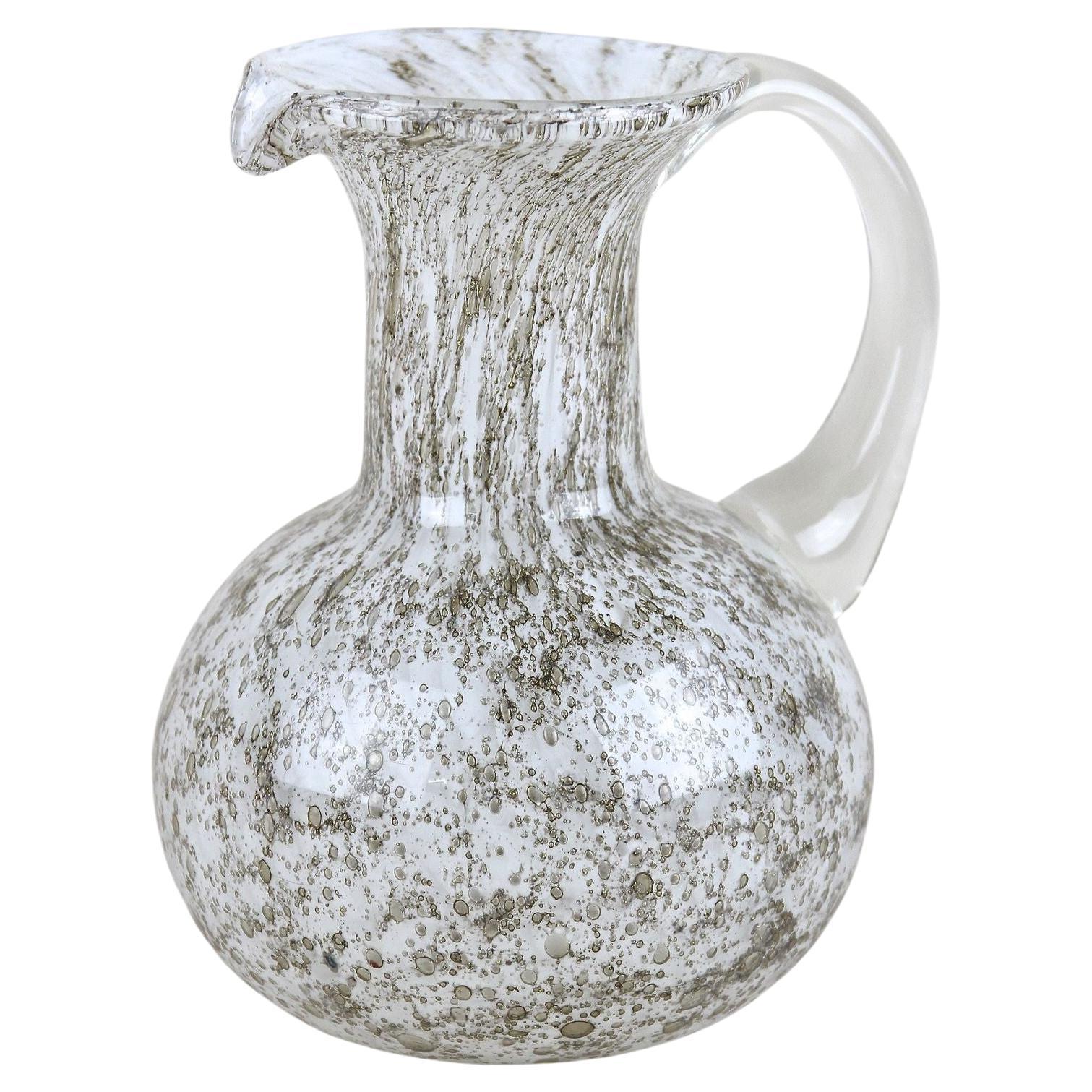 Mid Century Murano Glass Vase/ Glass Jug With Bubbles, Italy circa 1960 For Sale