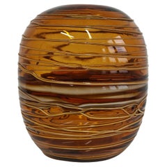 Mid Century Murano glass vase in amber glass by Fulvio Bianconi for Venini
