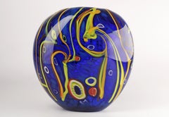 Mid-20th Century Modern Italian Design Colorful Glazed Blue Murano Glass Vase