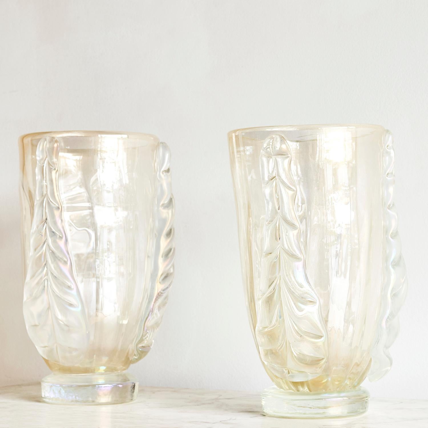 Mid-Century Modern 20th Century Italian Murano Glass Vases Acanthus For Sale