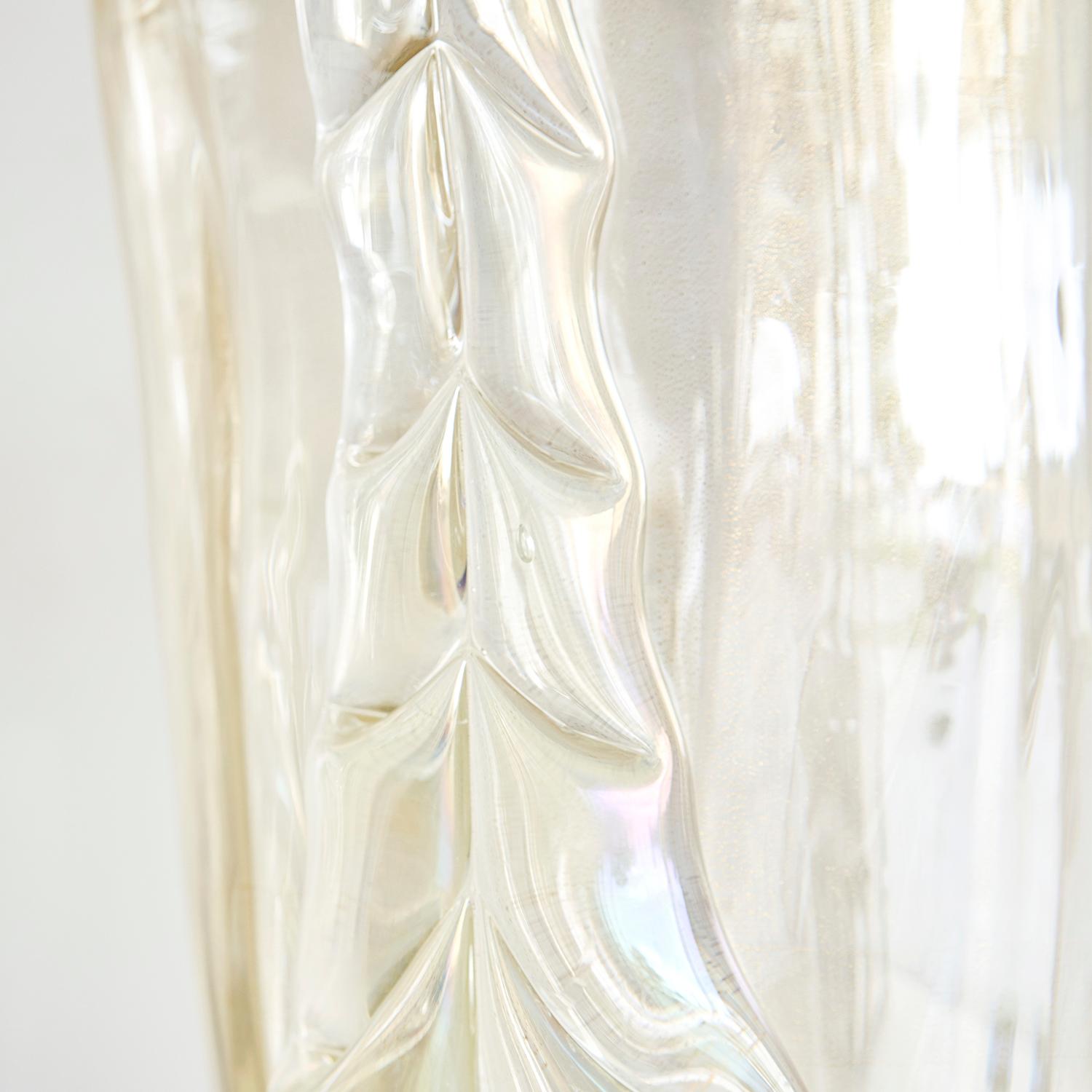 Hand-Crafted 20th Century Italian Murano Glass Vases Acanthus For Sale