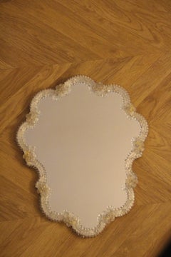 Murano Venetian Wall Mirror, Handcrafted Glass, Floral Design, 1950