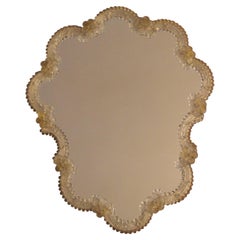 Murano Venetian Wall Mirror, Handcrafted Glass, Floral Design, 1950