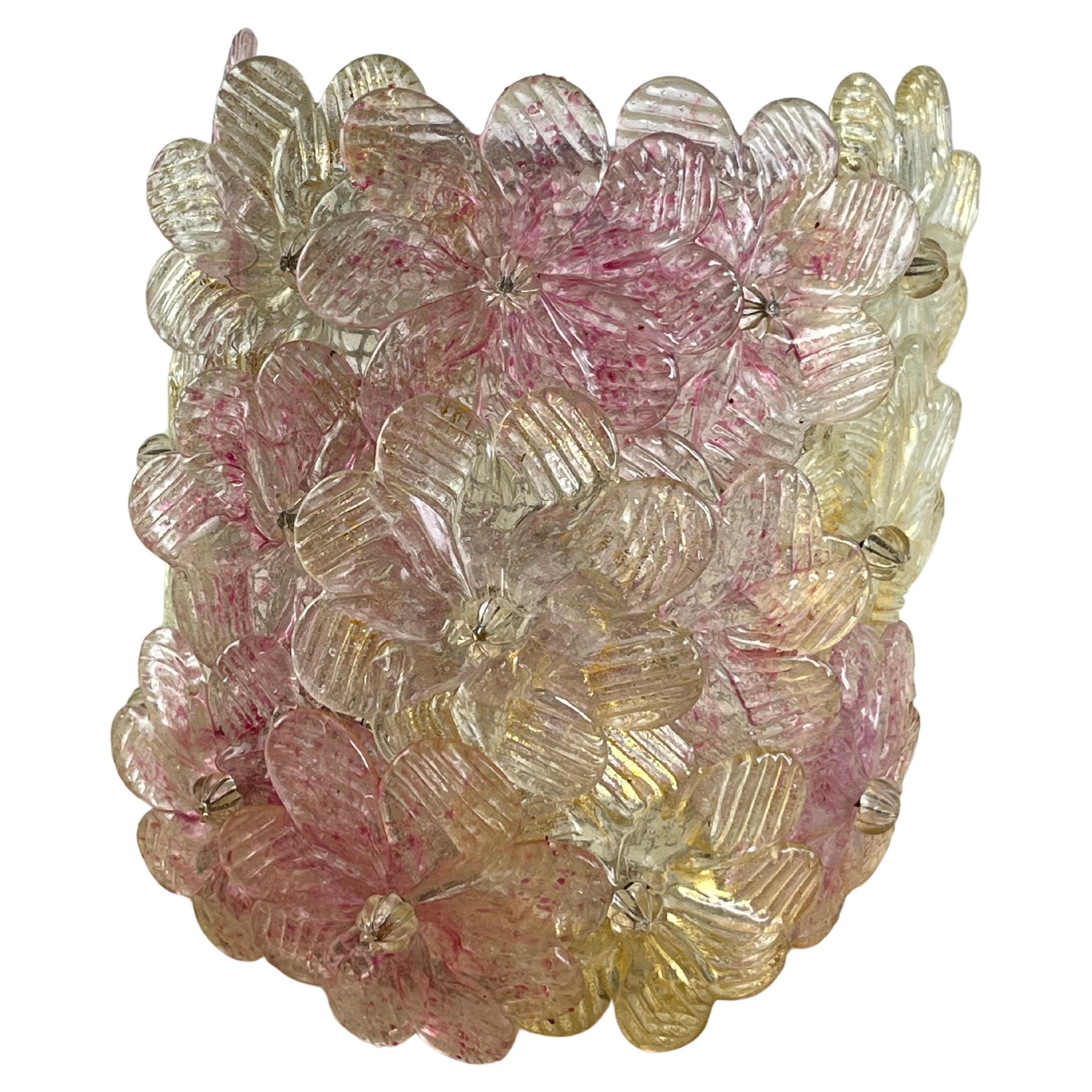 Mid-Century Murano Glass Wall Lamp Attributed To Barovier & Toso 1960s For Sale