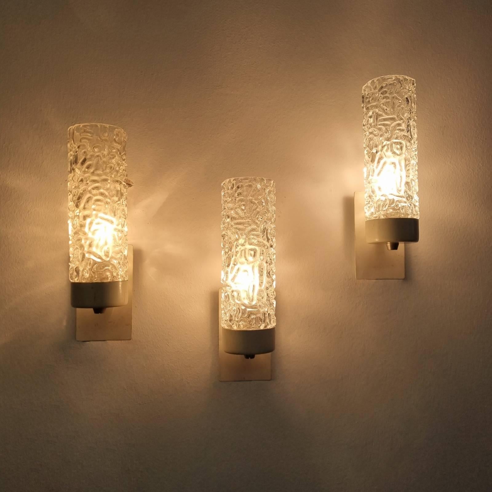 Mid Century Murano Glas Wandlampen, Italien 70er Jahre, Satz von 3 im Zustand „Gut“ in Lucija, SI