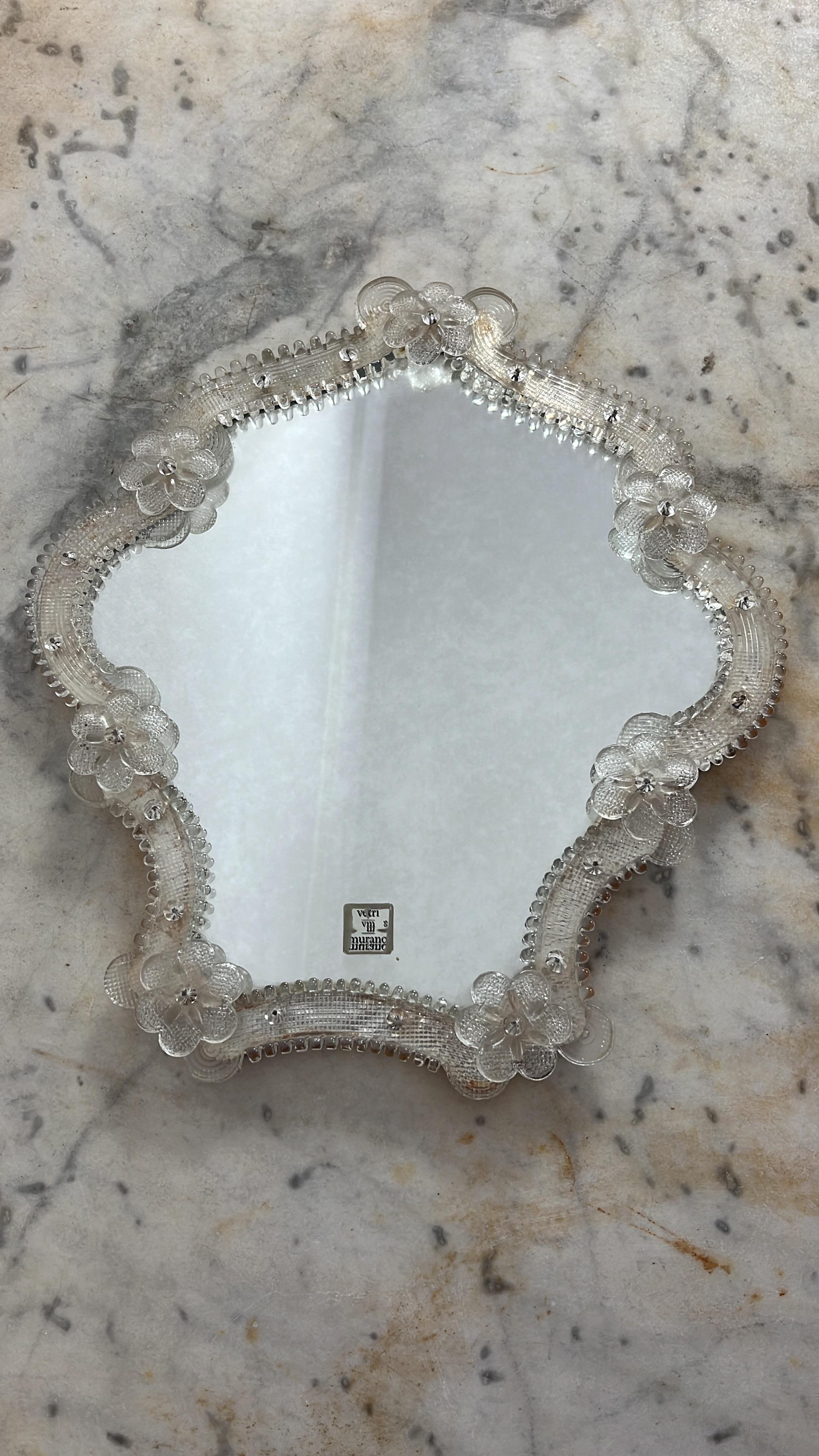 Italian Mid-Century Murano Glass Wall Mirror 1960s For Sale